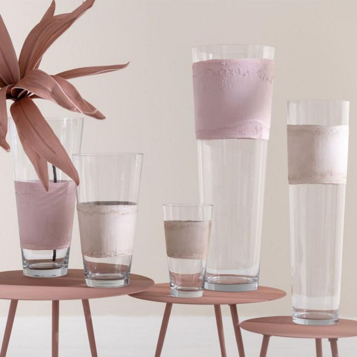 Paris Prix Vase Déco en Verre  Delph  70cm Transparent & Rose