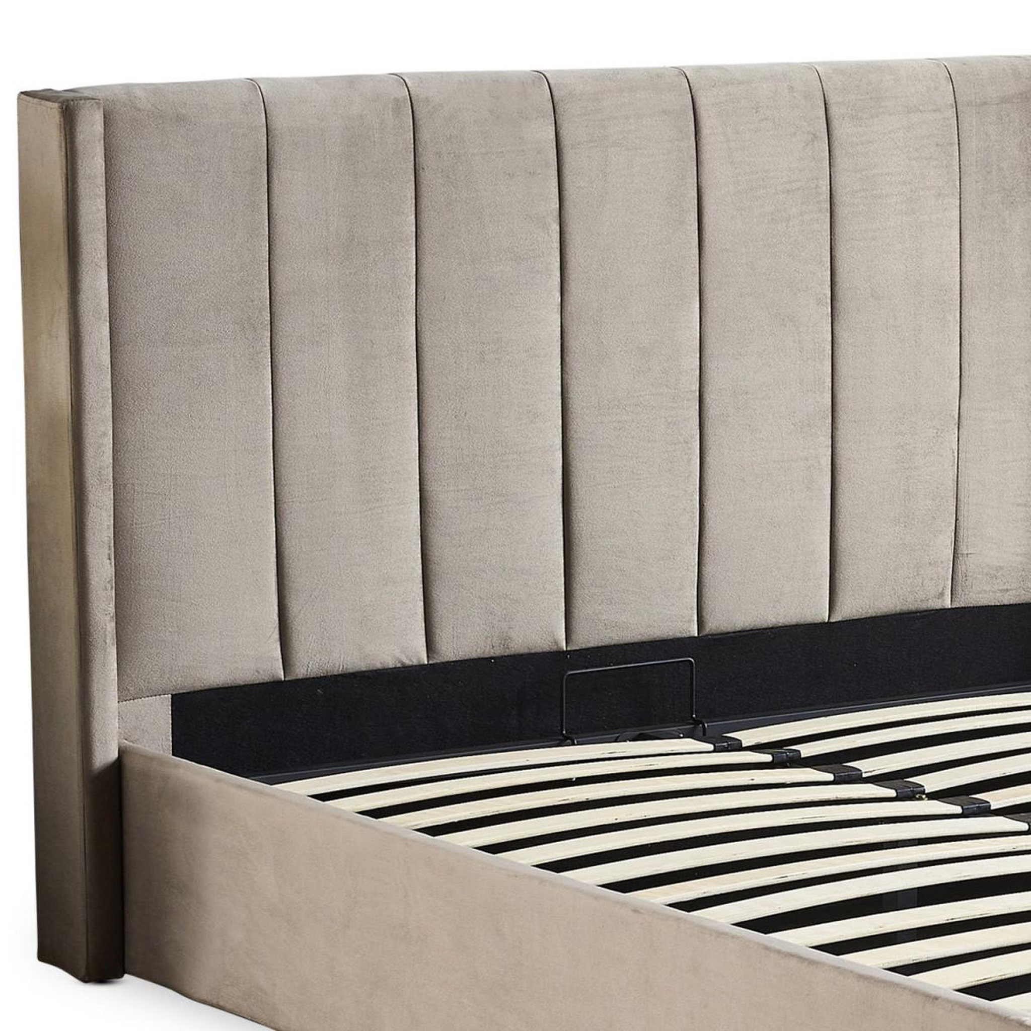 Voir la diapositive 5 : Paris Prix Lit adulte sommier relevable  fady  140x190cm taupe