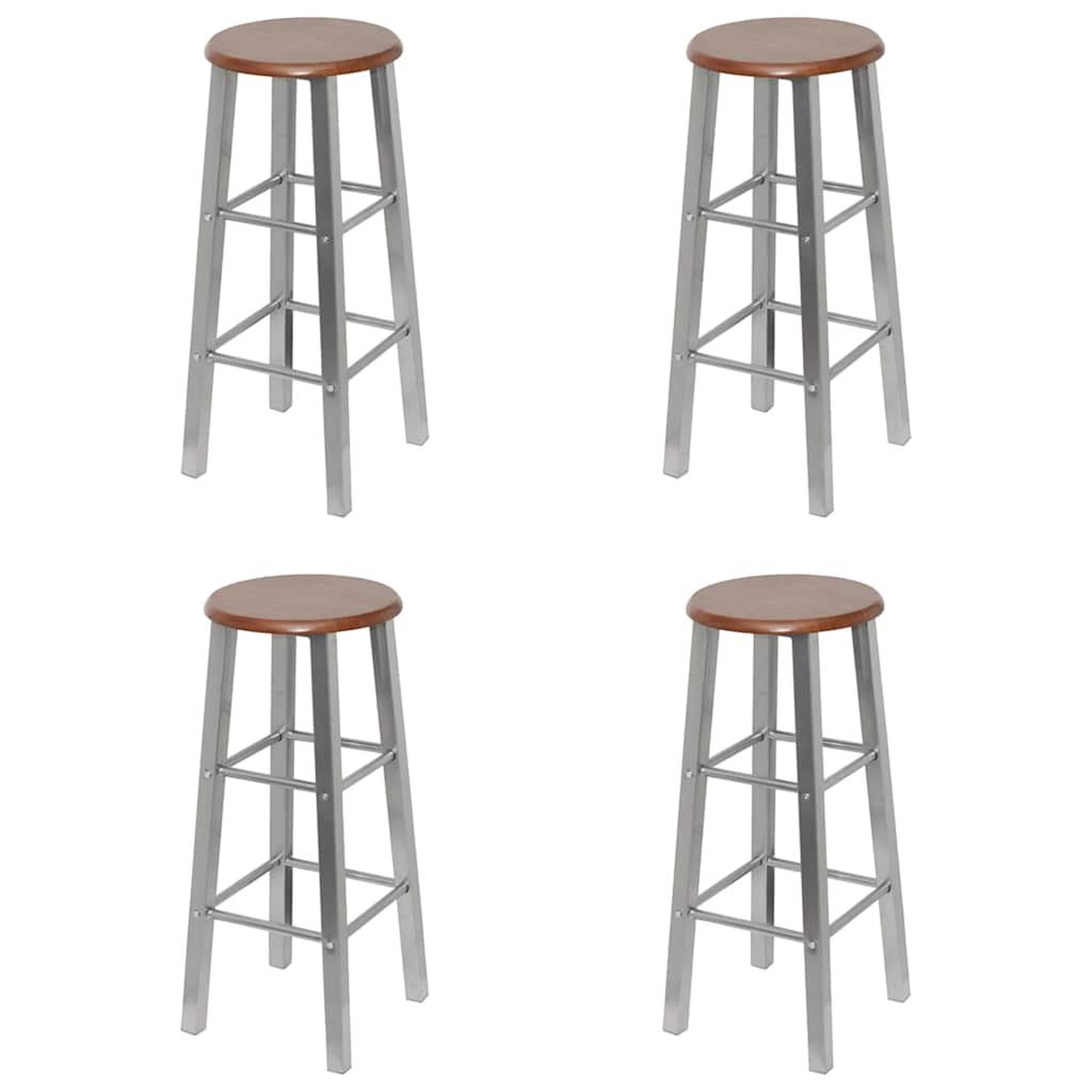 VIDAXL Tabourets de bar lot de 4 argente et marron mdf