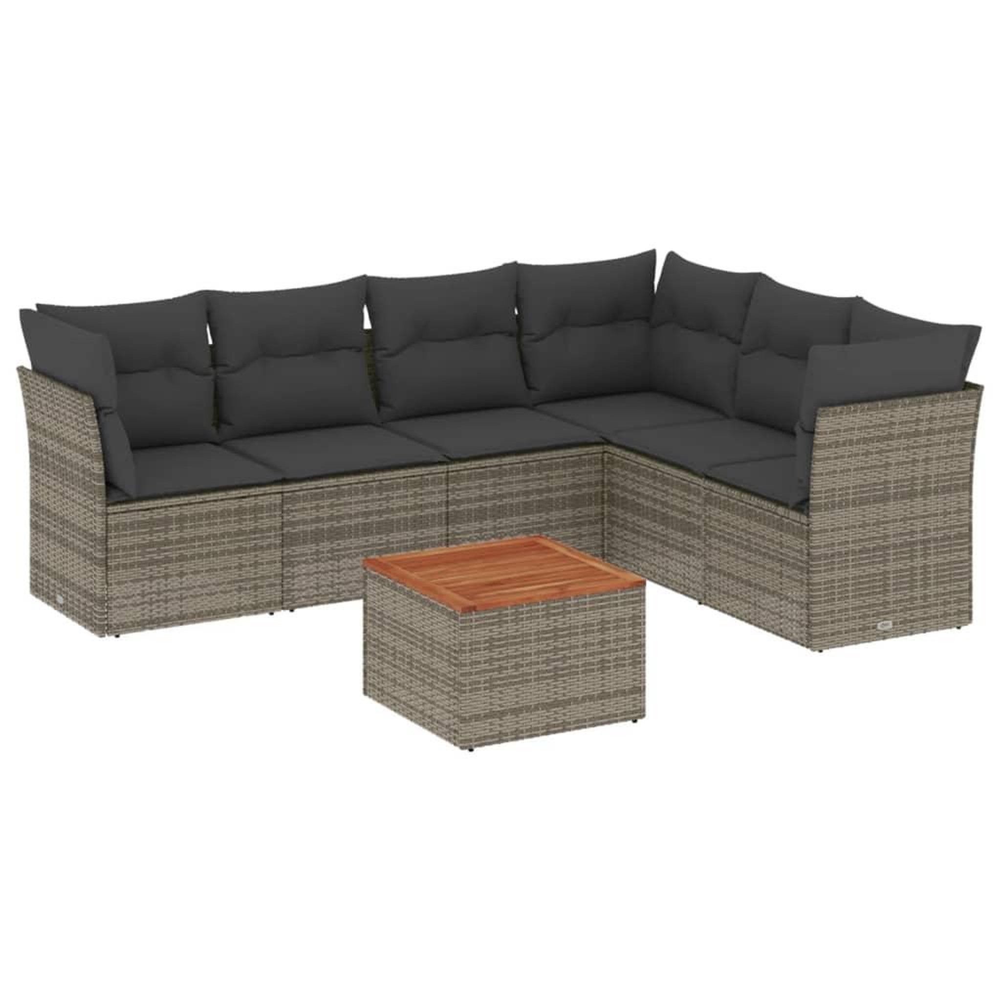 Voir la diapositive 2 : VIDAXL Salon de jardin avec coussins 7 pcs gris resine tressee