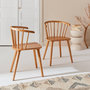 Voir la diapositive 4 : SWEEEK Lot de 2 chaises naturelles à barreaux en bois et contreplaqué. Paula. L 51 x P 53 x H 75cm