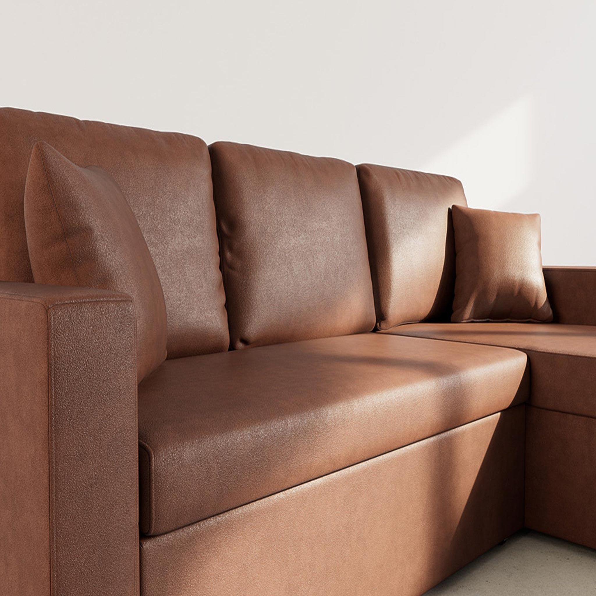 Voir la diapositive 4 : BEST MOBILIER Cyrus - canapé d'angle réversible 4 places - convertible avec coffre - en simili