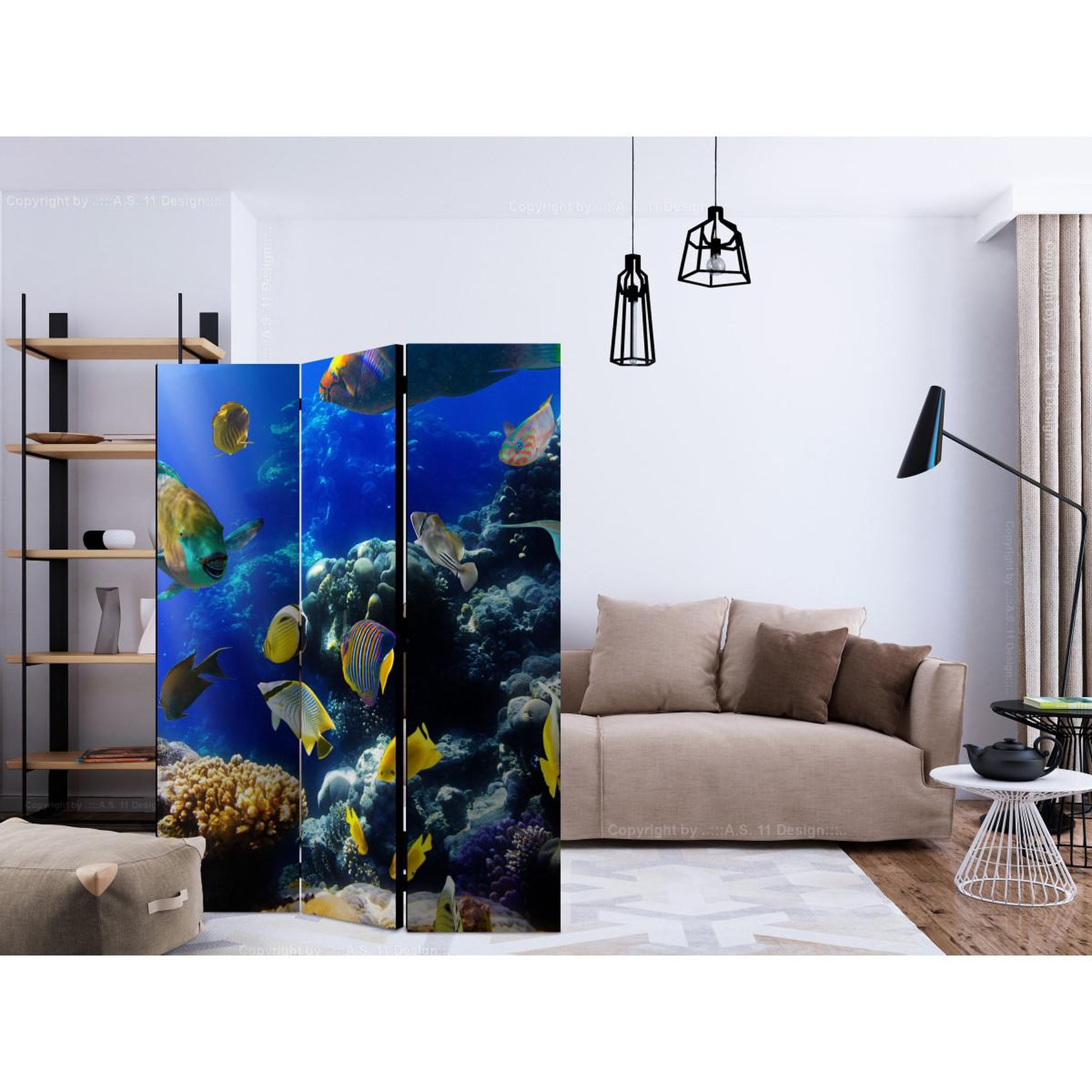 Voir la diapositive 2 : Paris Prix Paravent 3 volets  underwater adventure  135x172cm