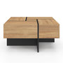 Voir la diapositive 3 : ID MARKET Table basse carrée TALIA 70 cm avec tiroirs bois et noir