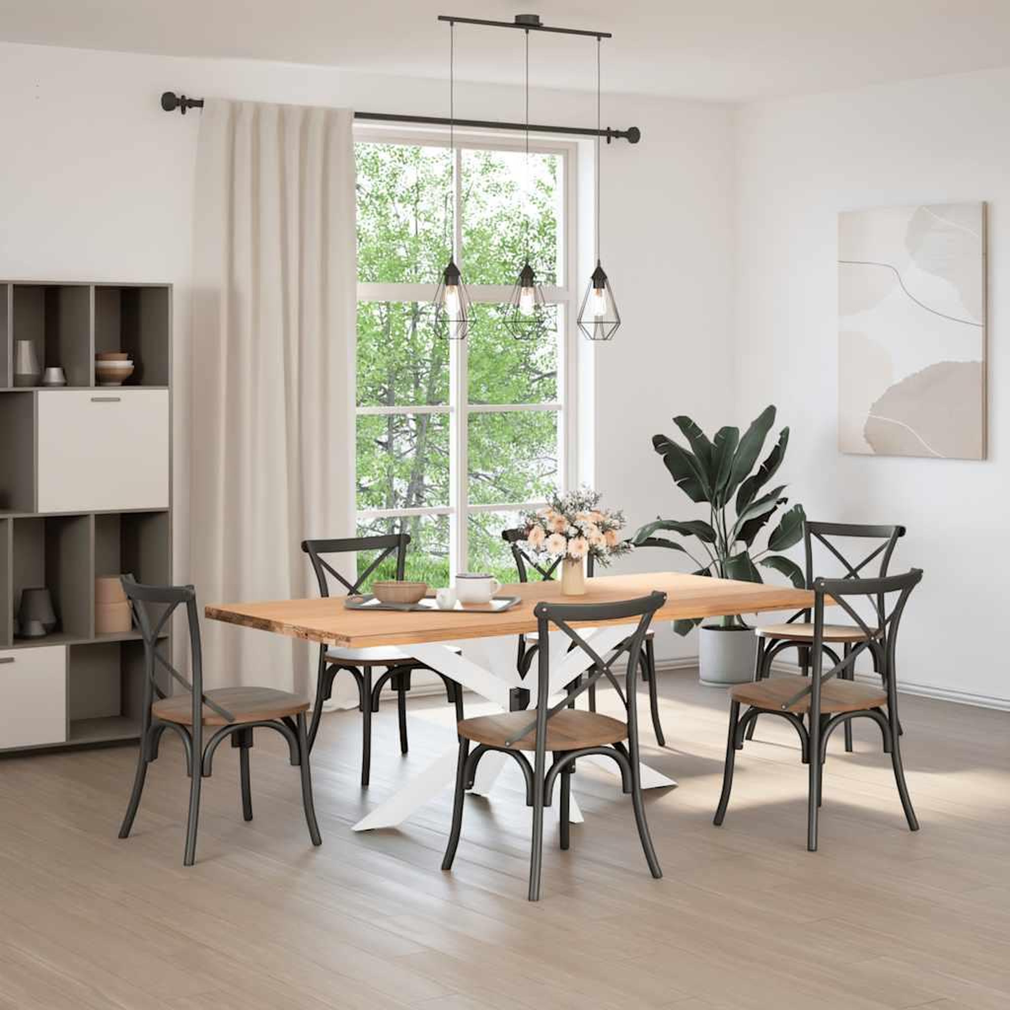 Voir la diapositive 2 : VIDAXL Pied de table a manger forme d'araignee blanc 150x78x(72-73) cm