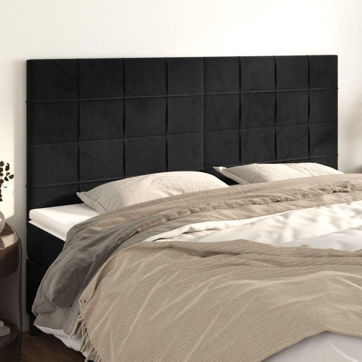 VIDAXL Tetes de lit 4 pcs Noir 100x5x78/88 cm Velours