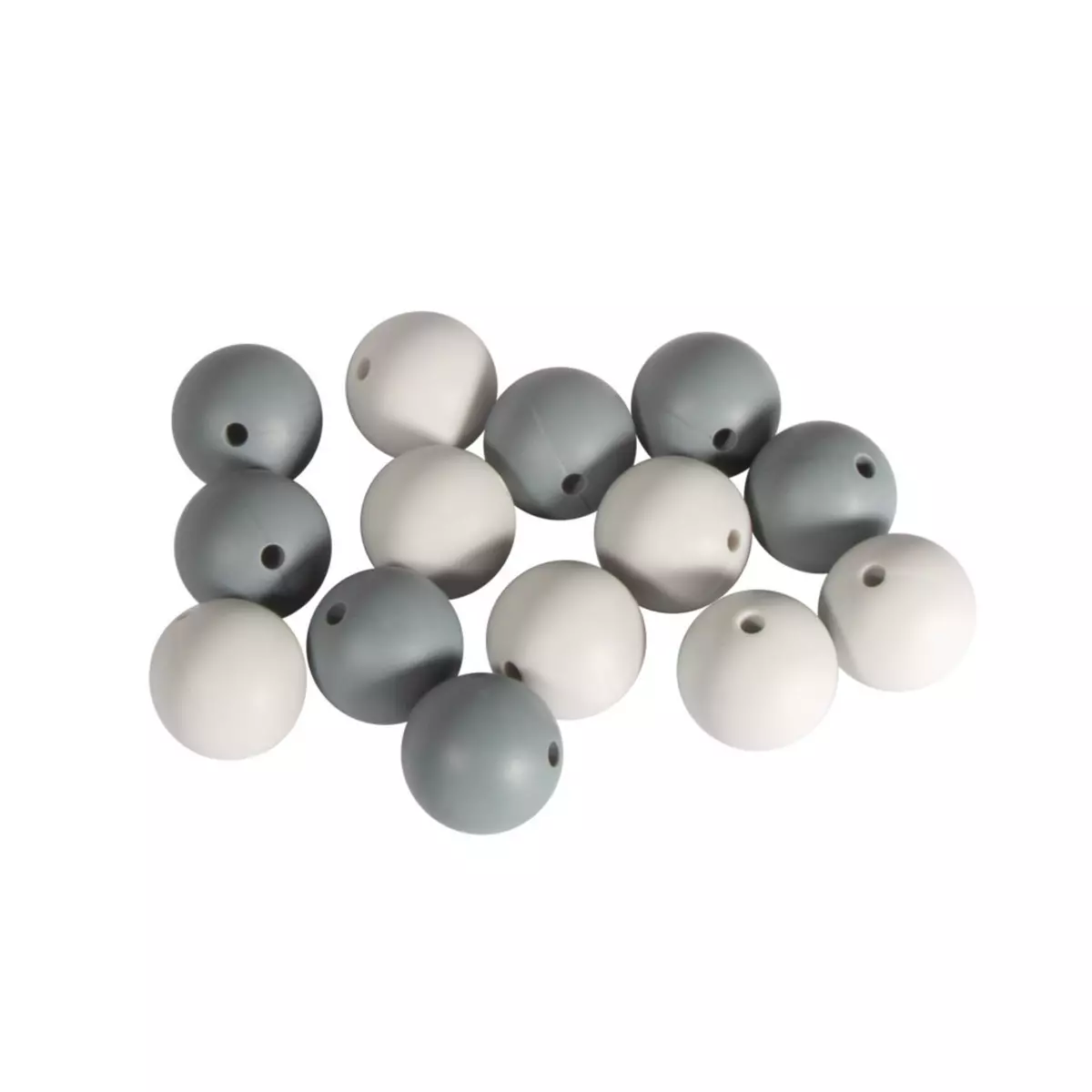 Rayher Perles en silicone, 15mm ø, tons gris, 14 pces