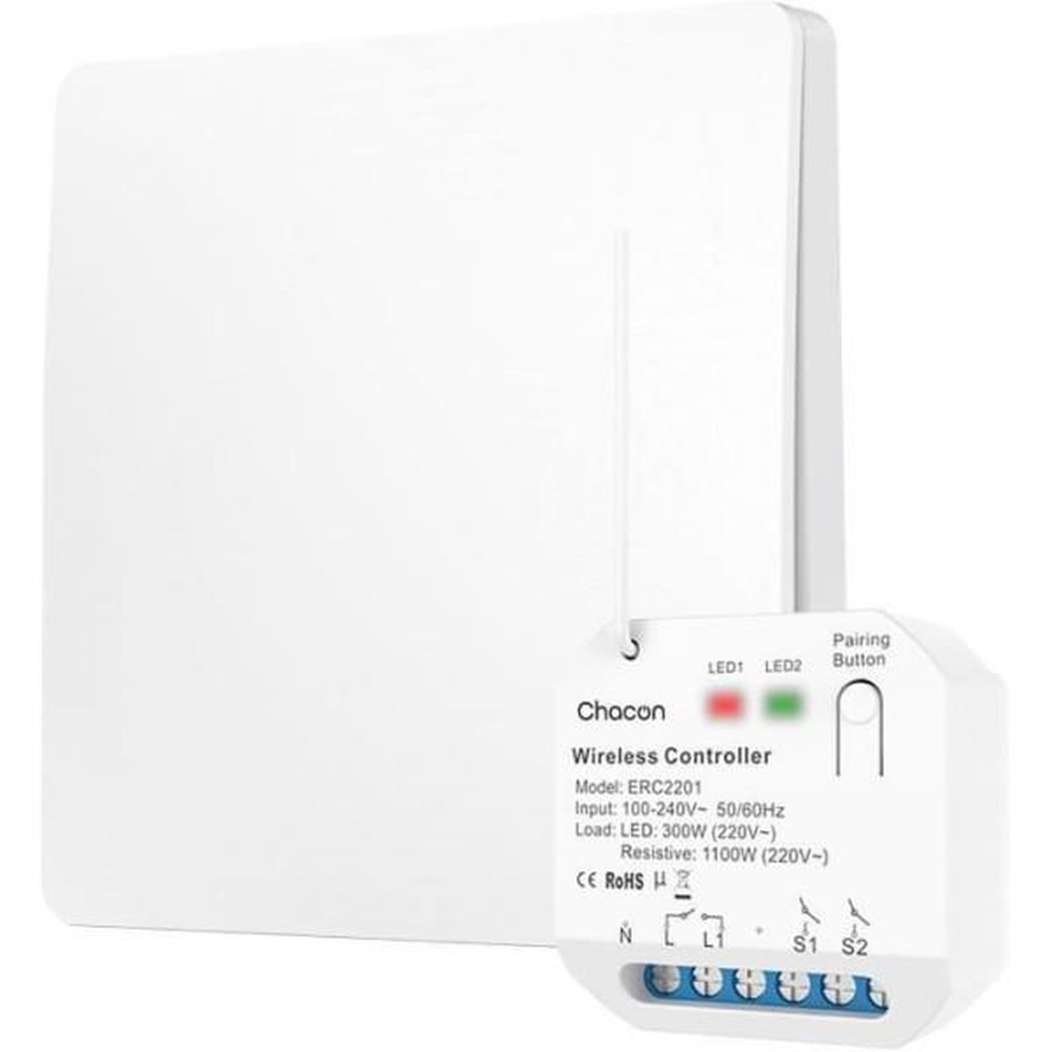 CHACON Set module éclairage et interrupteur - CHACON - 54666 - Sans fil - Sans piles