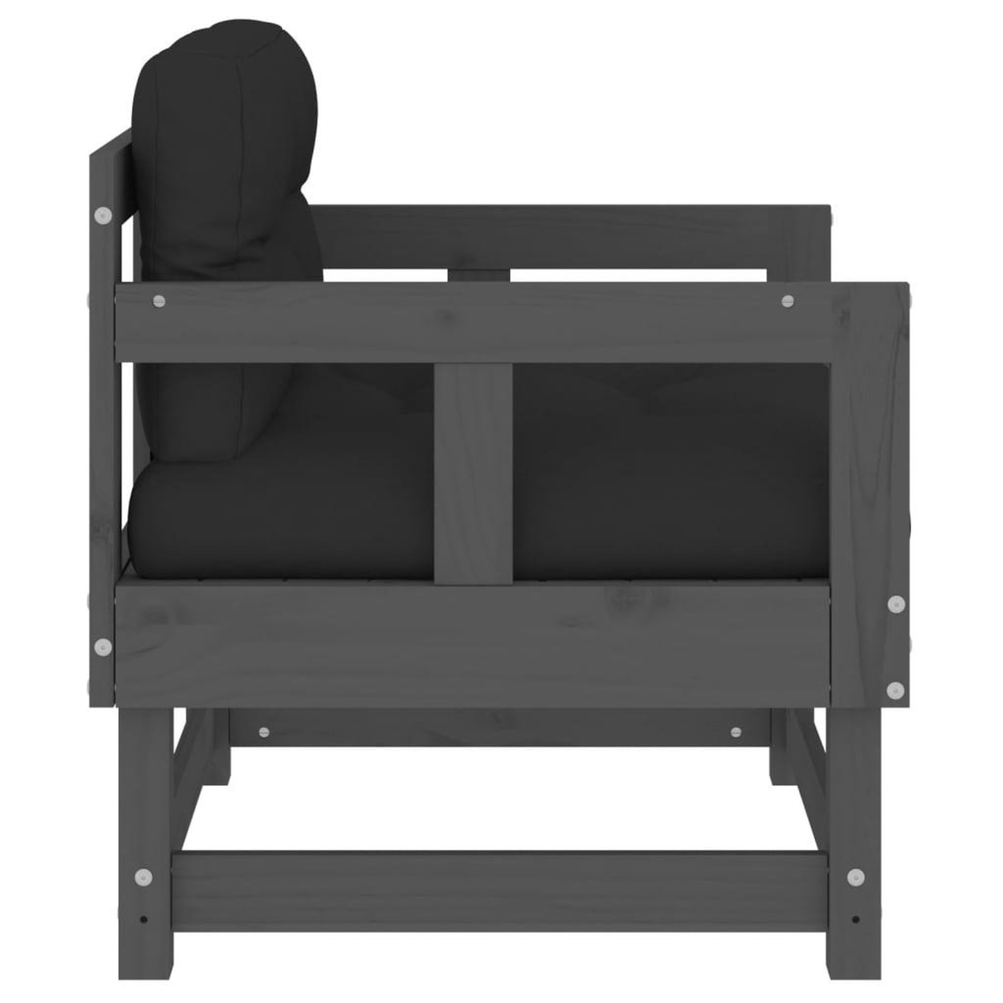 Voir la diapositive 5 : VIDAXL Chaises de jardin et coussins lot de 2 gris bois de pin massif