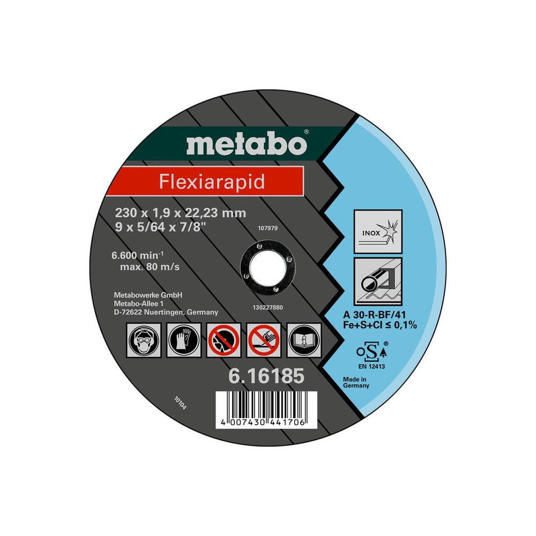 METABO SAS Flexiarapid acier inoxydable TF 41 - 125 x 1,6 x 22,23