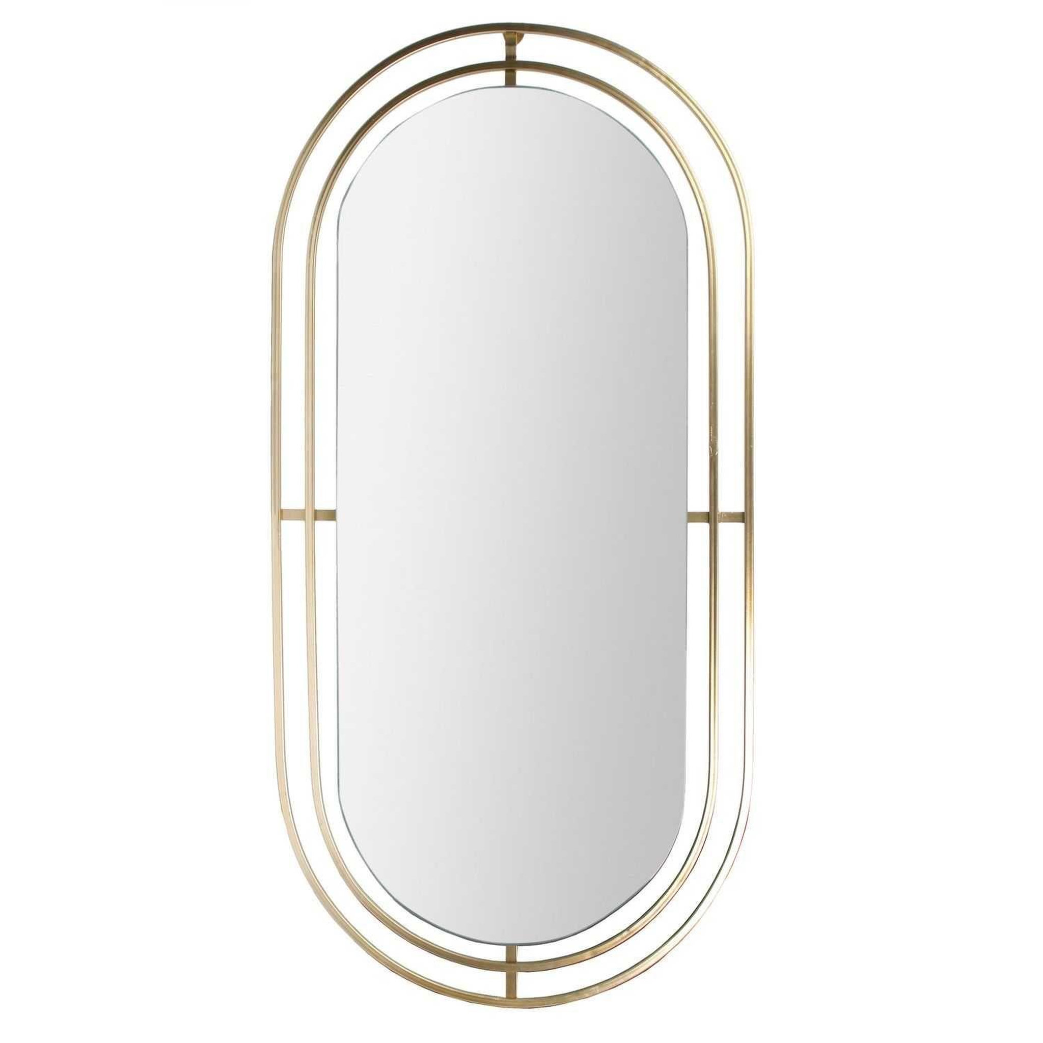 Voir la diapositive 1 : TOILINUX Miroir en métal ovale à suspendre - Doré