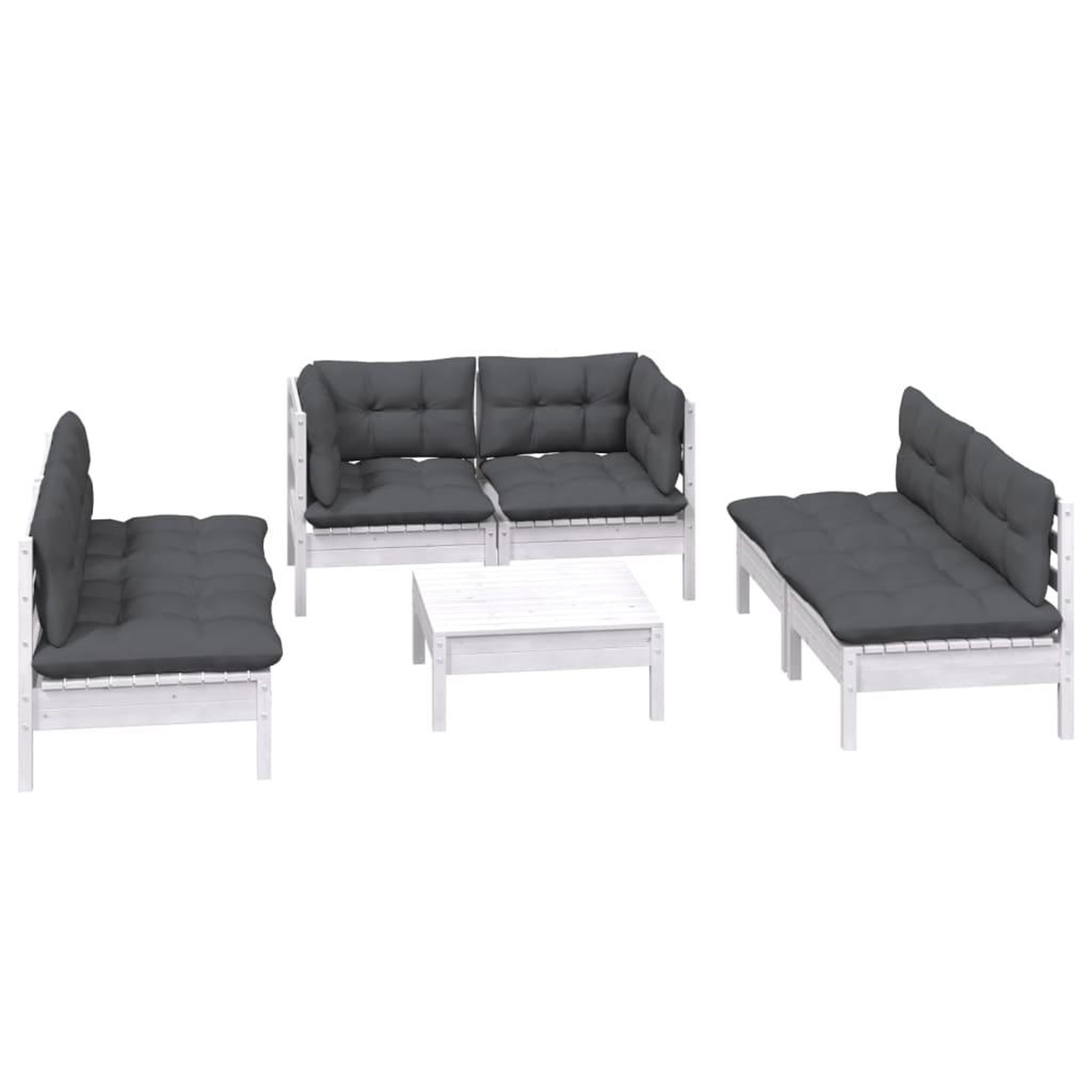 Voir la diapositive 3 : VIDAXL Salon de jardin 7 pcs avec coussins bois de pin massif