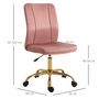 Voir la diapositive 3 : VINSETTO Vinsetto Chaise de bureau style Art déco hauteur réglable pivotante 360° piètement métal doré velours rose poudré