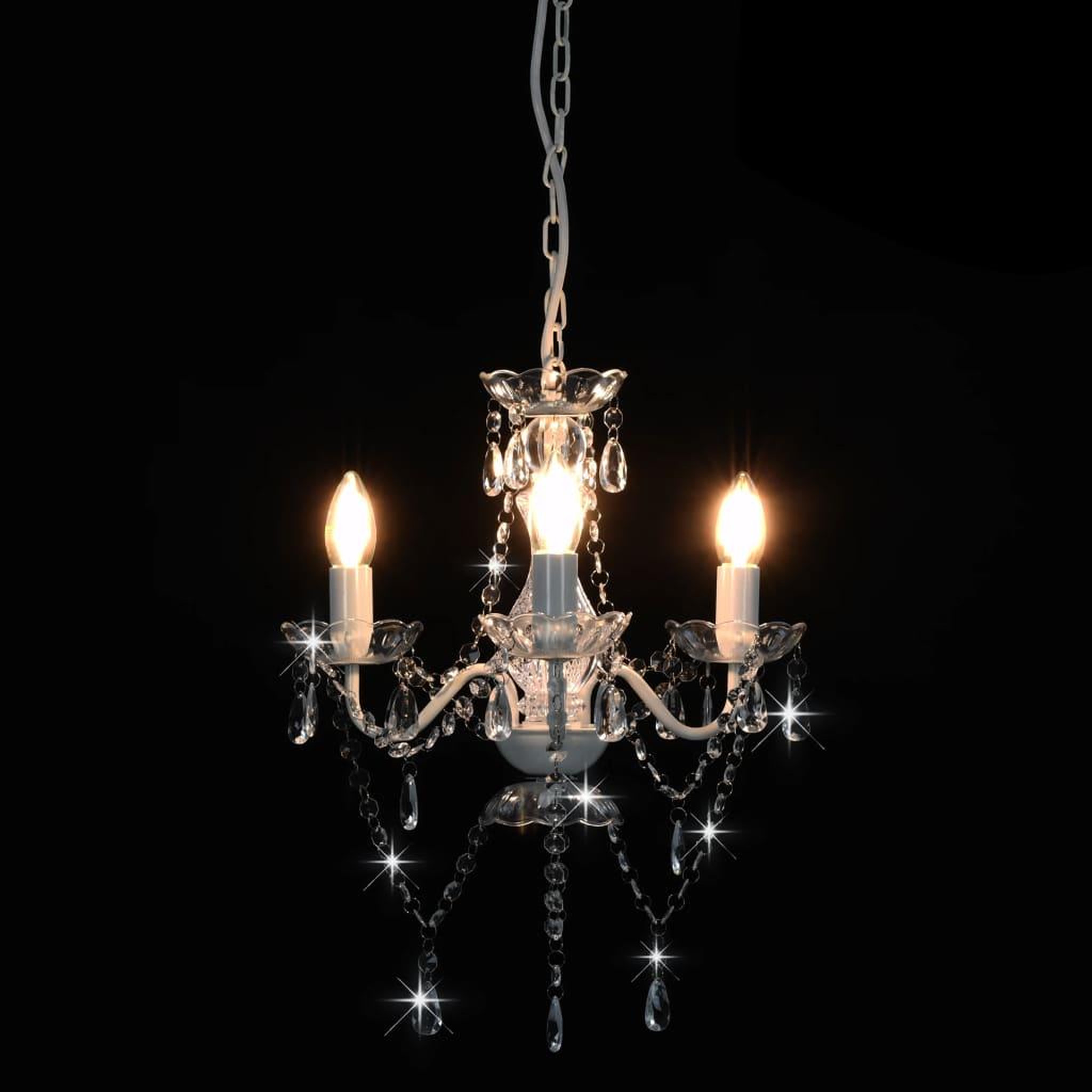 Voir la diapositive 4 : VIDAXL Lustre avec perles Blanc Rond 3 x E14
