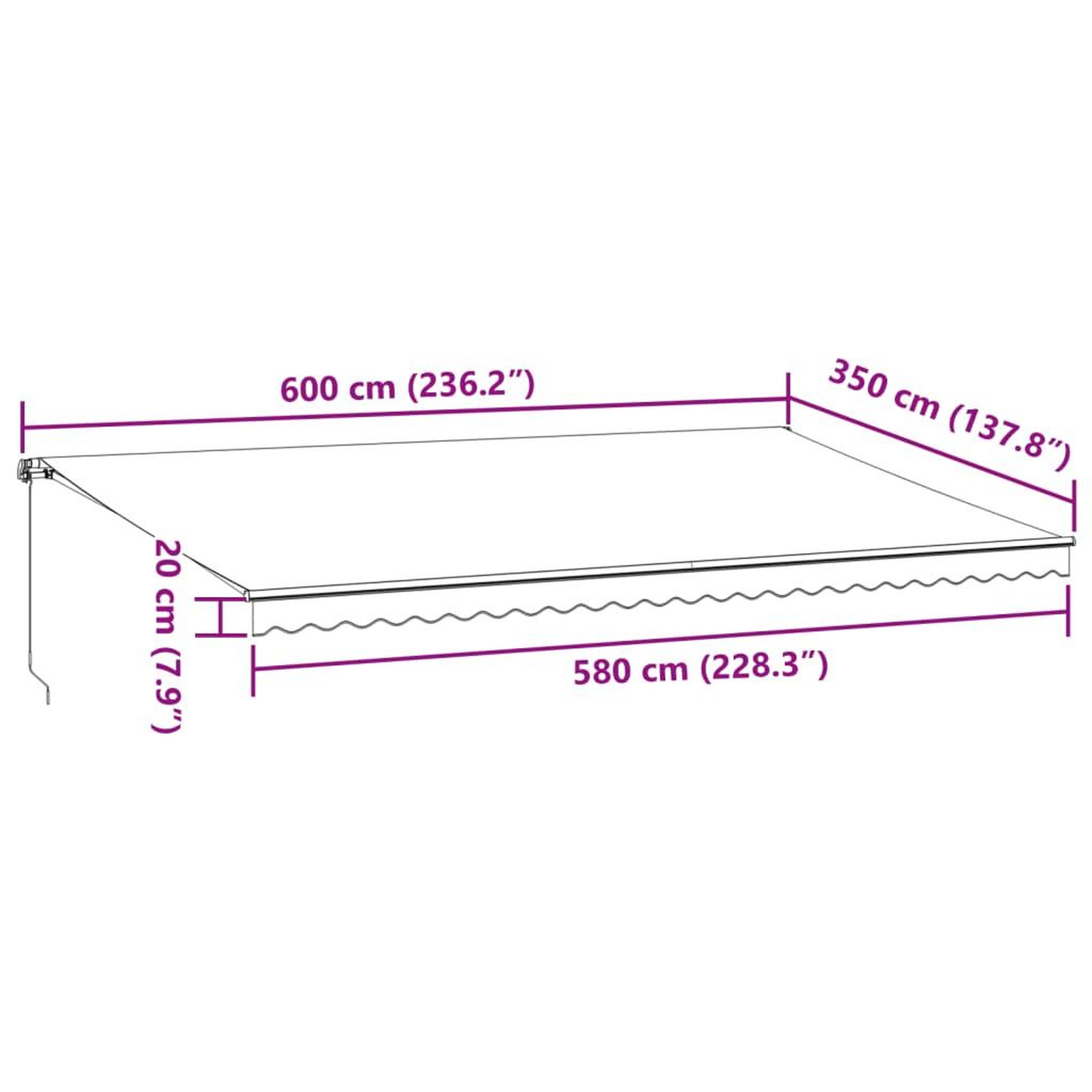 Voir la diapositive 6 : VIDAXL Auvent manuel retractable avec LED marron 600x350 cm