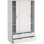 Voir la diapositive 4 : MARKET24 Armoire - Blanc mat - 2 portes coulissantes - 4 tiroirs - L121,2 x P60,25 x H200 cm - ONTARIO