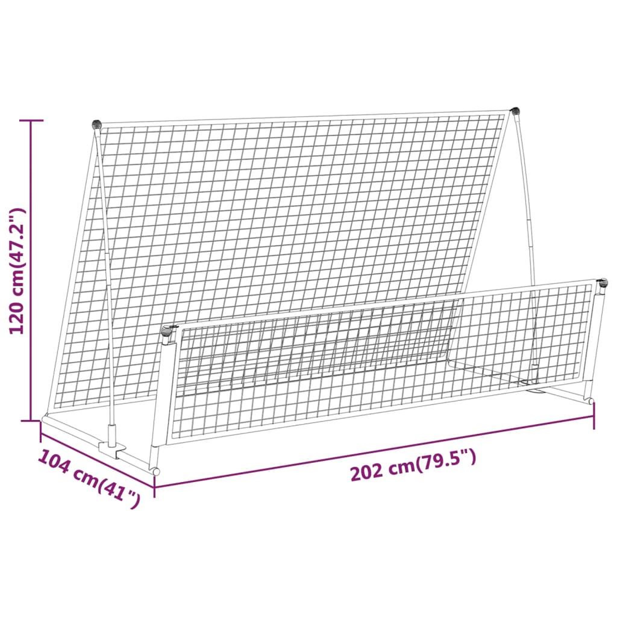 Voir la diapositive 6 : VIDAXL But de football de rebondissement 2 en 1 202x104x120 cm Acier