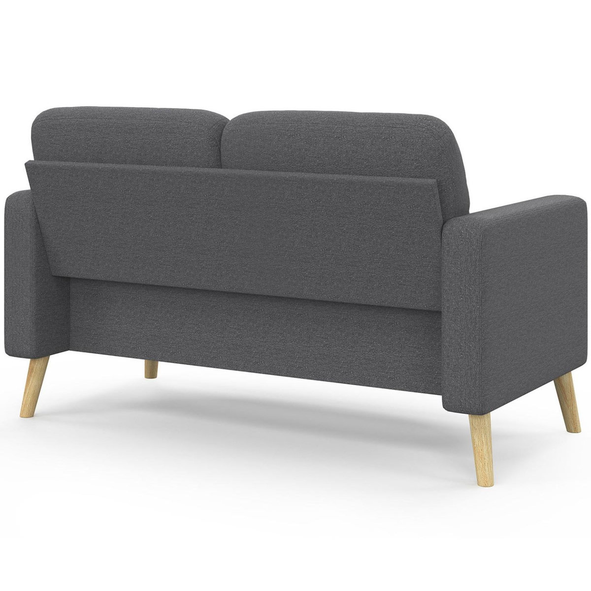 ID MARKET Canapé droit scandinave 2 places CLAIRE en tissu gris anthracite