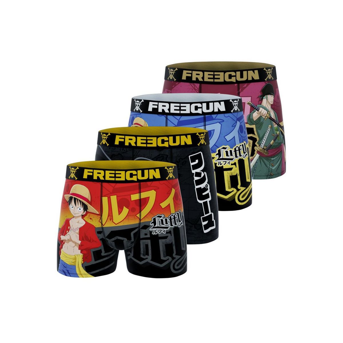 FREEGUN Lot de 4 boxers enfant One Piece