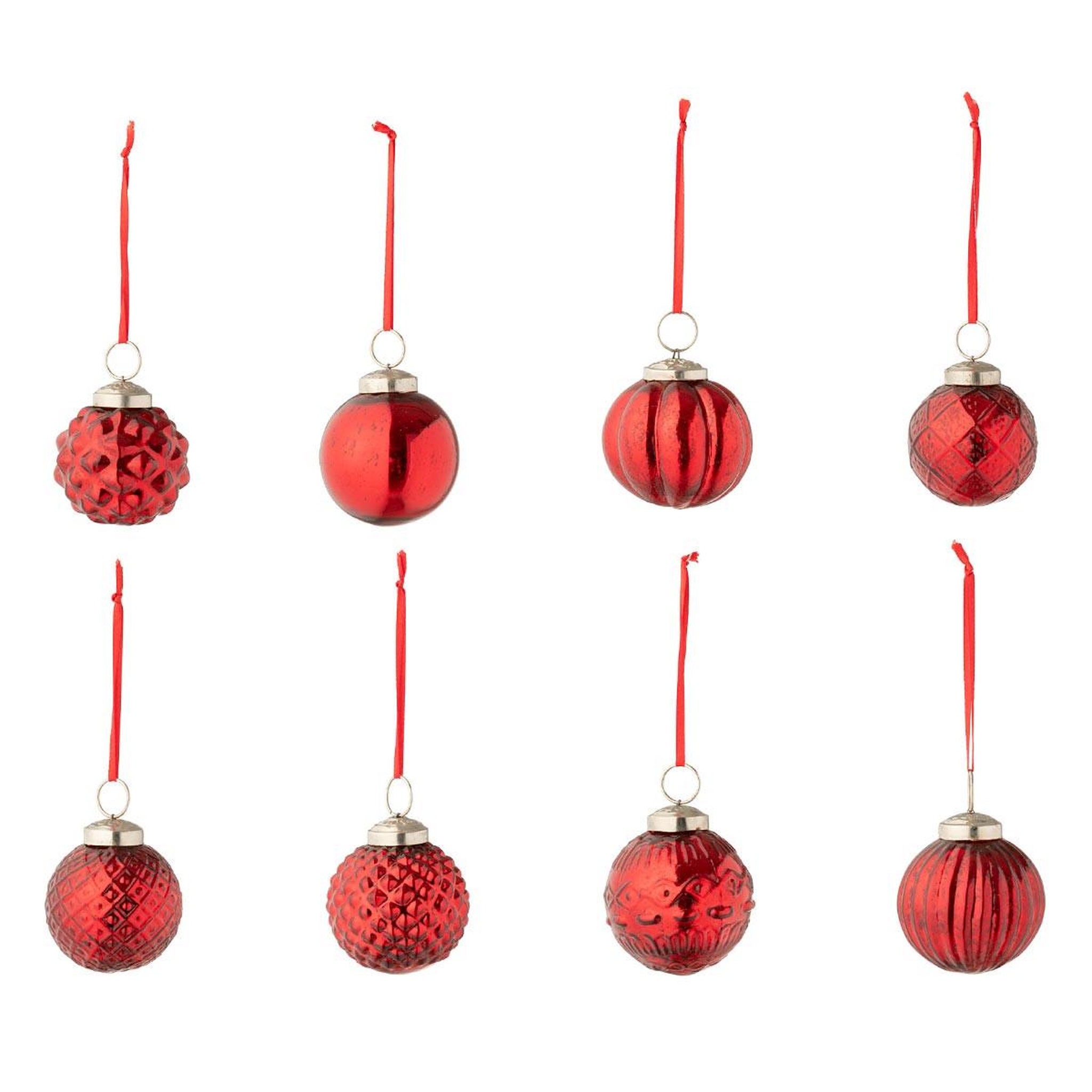 J-LINE Lot de 40 boules de noël  8 motifs  6cm rouge
