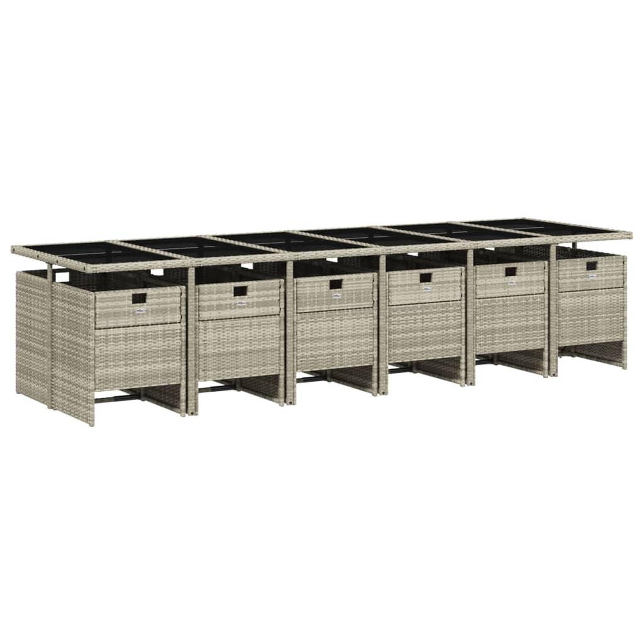 Voir la diapositive 3 : VIDAXL Ensemble a manger de jardin et coussins 13 pcs gris clair rotin