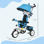 Voir la diapositive 3 : HOMCOM Tricycle enfant évolutif pare-soleil pliable canne télescopique amovible acier bleu