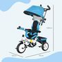 Voir la diapositive 3 : HOMCOM Tricycle enfant évolutif pare-soleil pliable canne télescopique amovible acier bleu