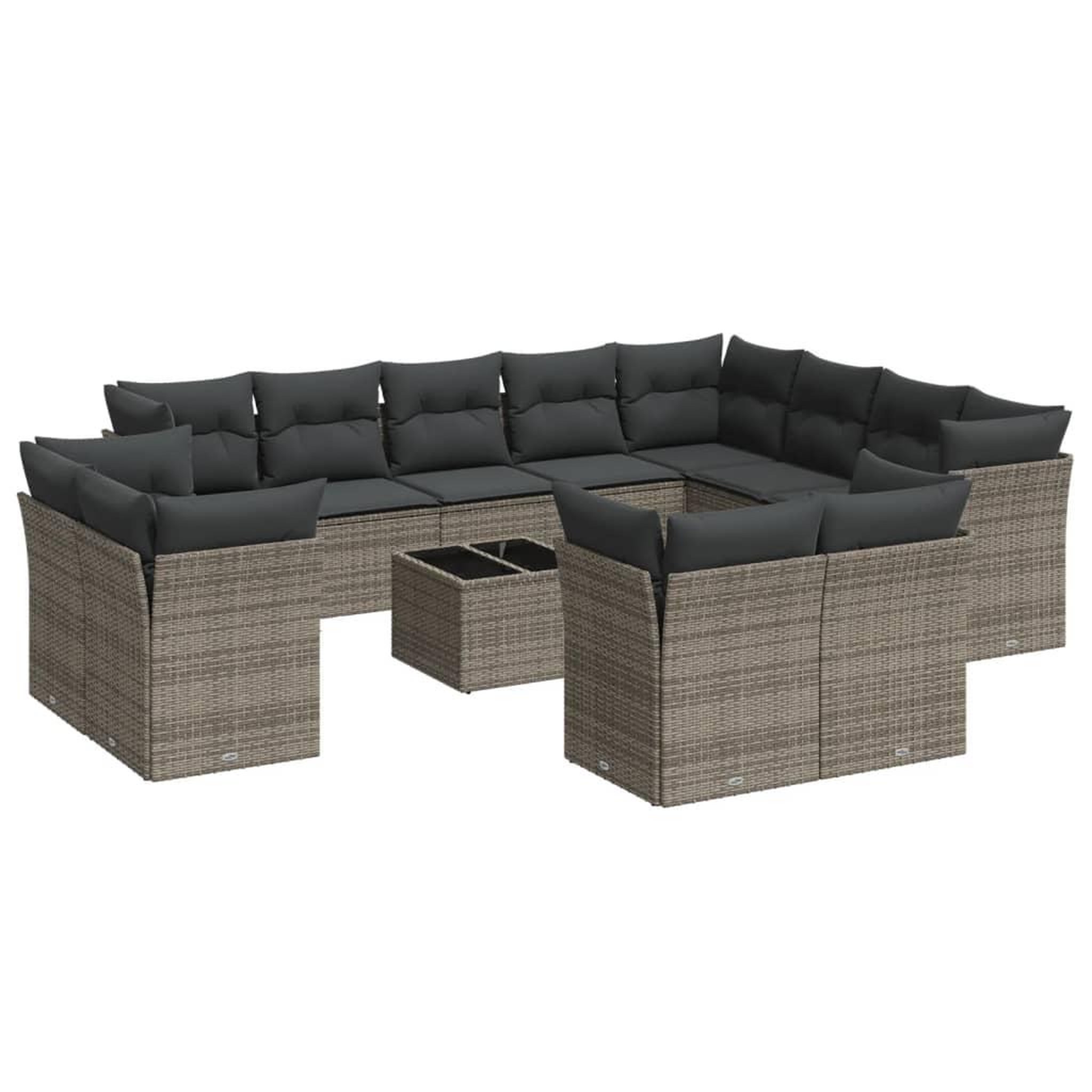 Voir la diapositive 2 : VIDAXL Salon de jardin avec coussins 13 pcs gris resine tressee