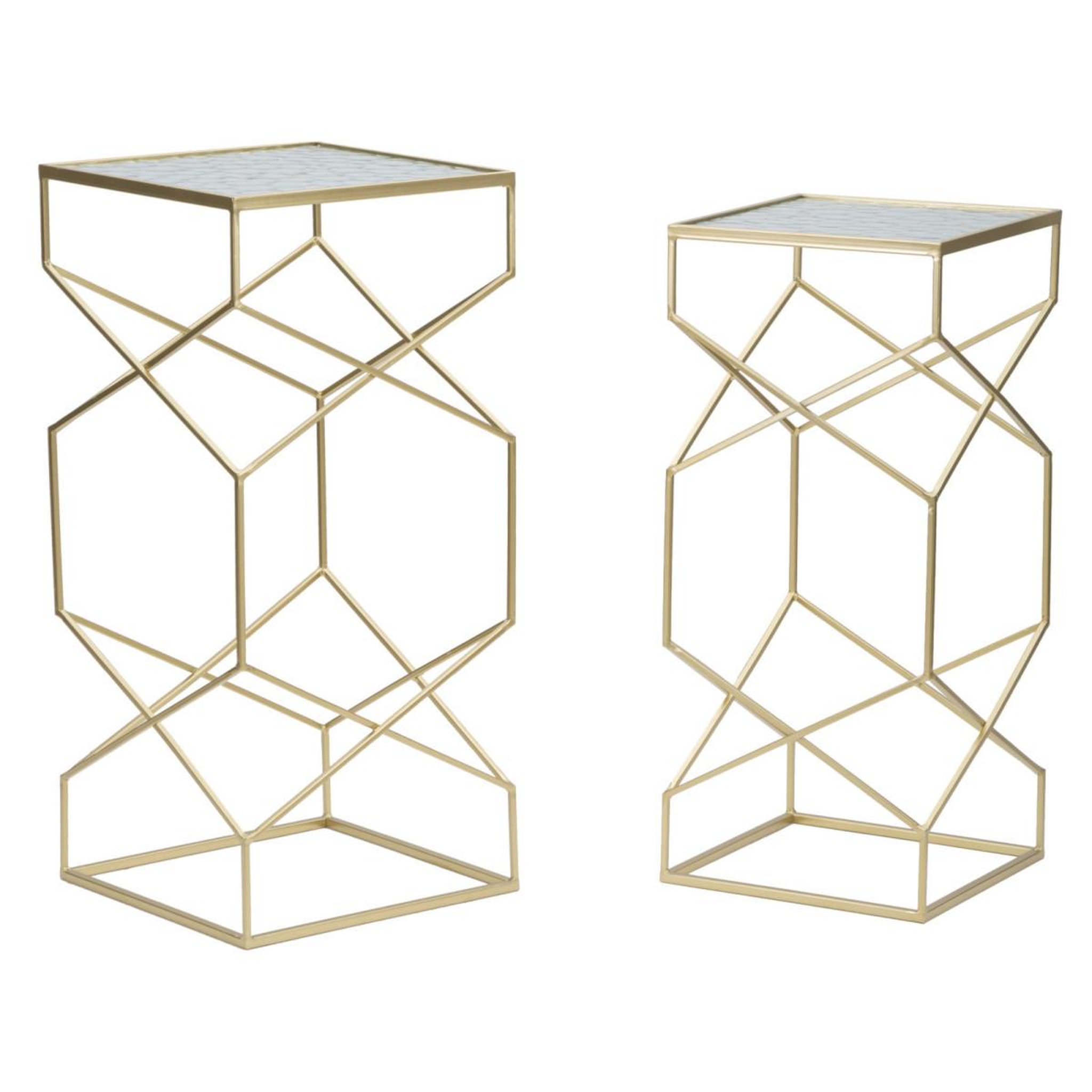 Paris Prix Lot de 2 tables d'appoint design  glassy  68cm or