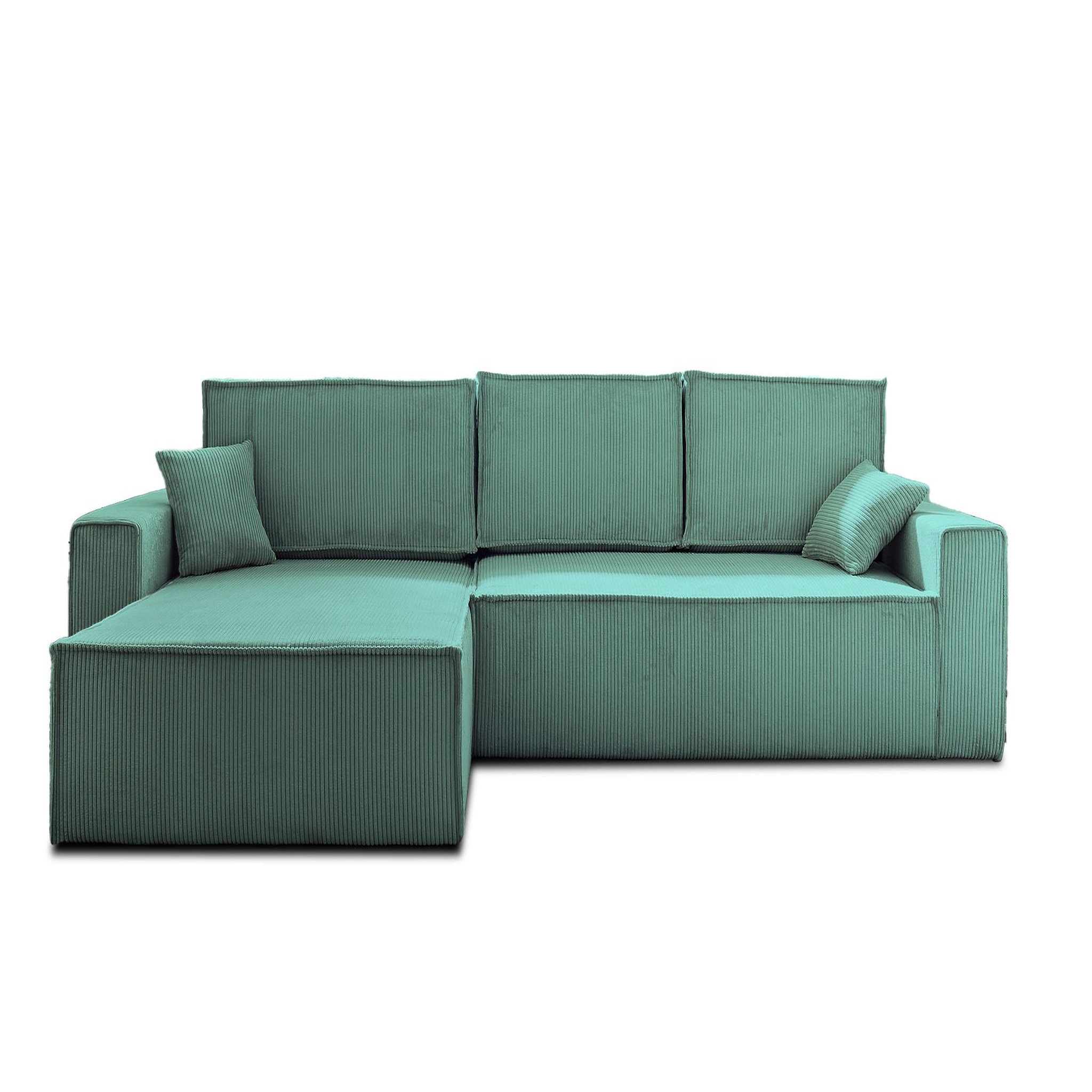Voir la diapositive 1 : BEST MOBILIER Dellia - canapé d'angle réversible convertible - avec coffre - en velours côtelé - 4 places