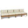 Voir la diapositive 2 : VIDAXL Canape 4 places de jardin et coussins creme Bois de pin solide
