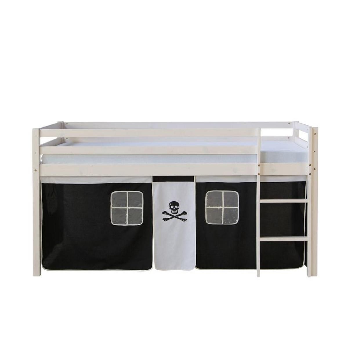 HomeStyle4U Lit noir mi-haut 90x200 cm avec sommier matelas