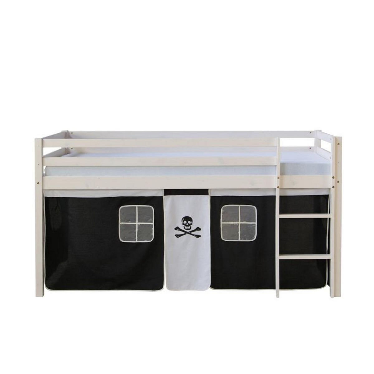 HomeStyle4U Lit noir mi-haut 90x200 cm avec sommier matelas