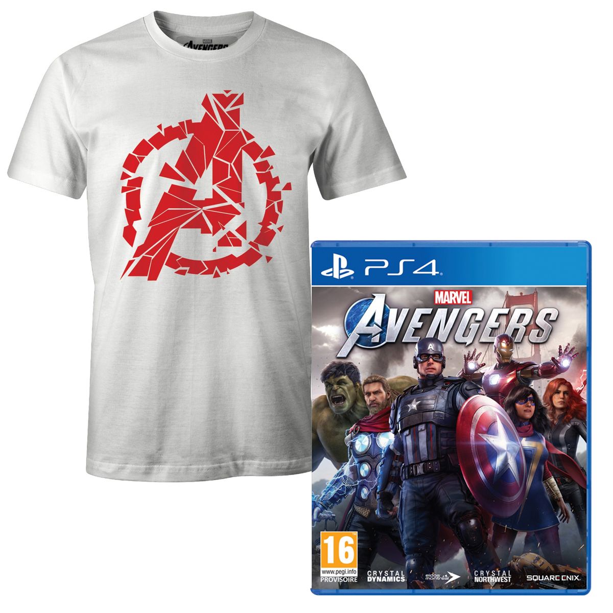MARVEL EXCLU WEB Marvel's Avengers PS4 + T-Shirt Avengers offert taille L