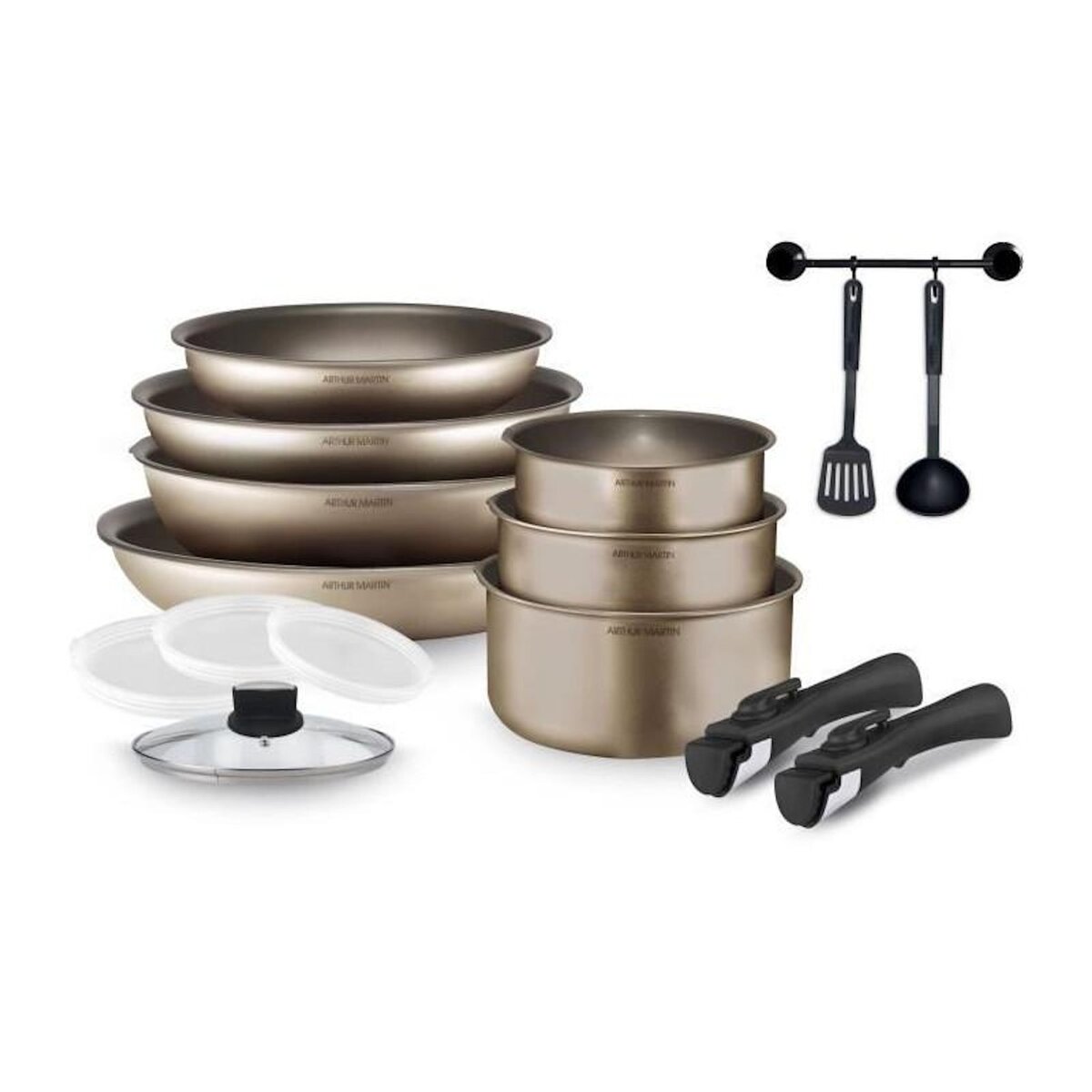 Arthur Martin Batterie de cuisine Arthur Martin AM133CH 15 pieces - Aluminium - Poignée amovible - Tous feux dont induction