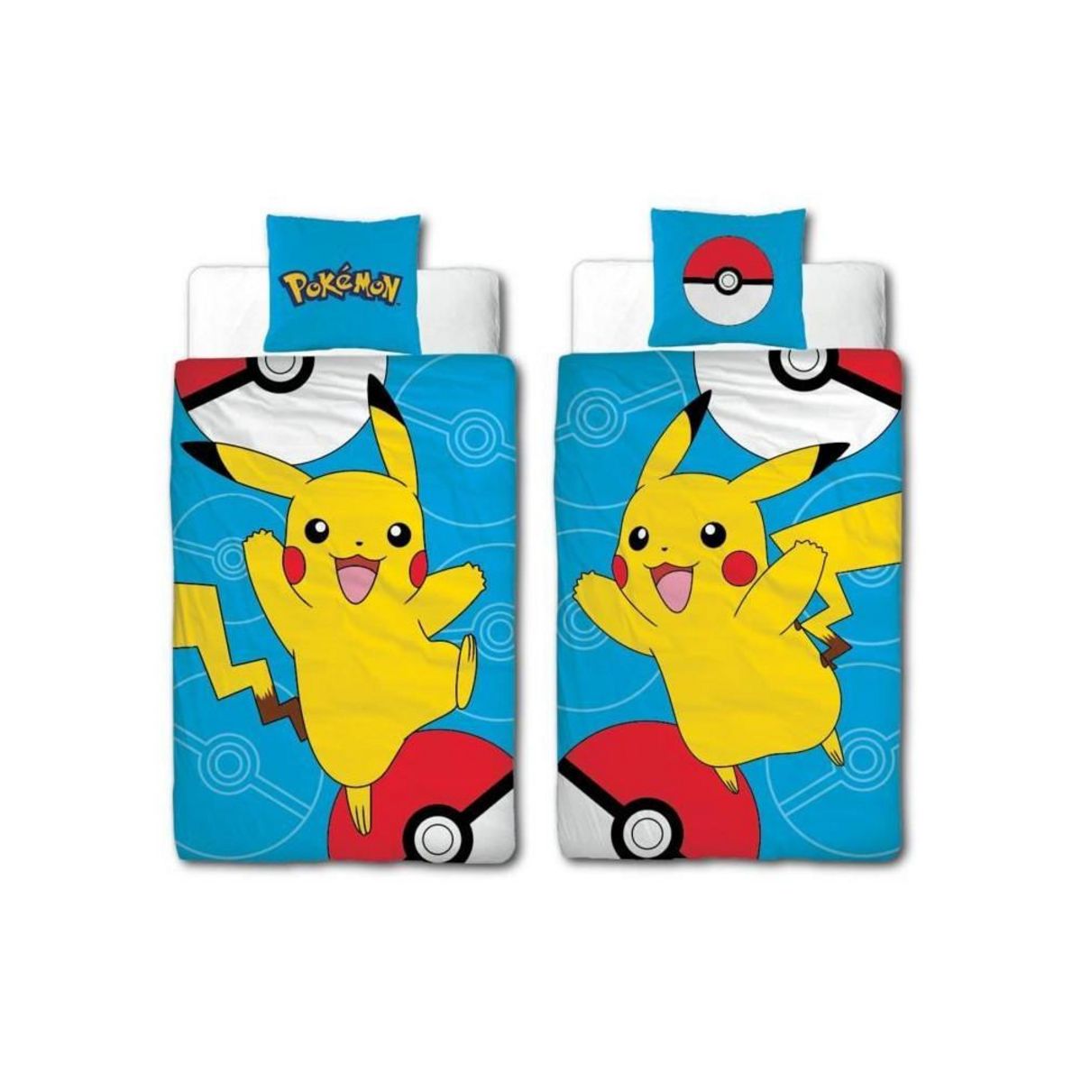 Pokemon Parure de lit - POKEMON - Pikachu III - Microfibre - 1 housse de couette 140 x 200 cm + 1 taie 63 x 63 cm