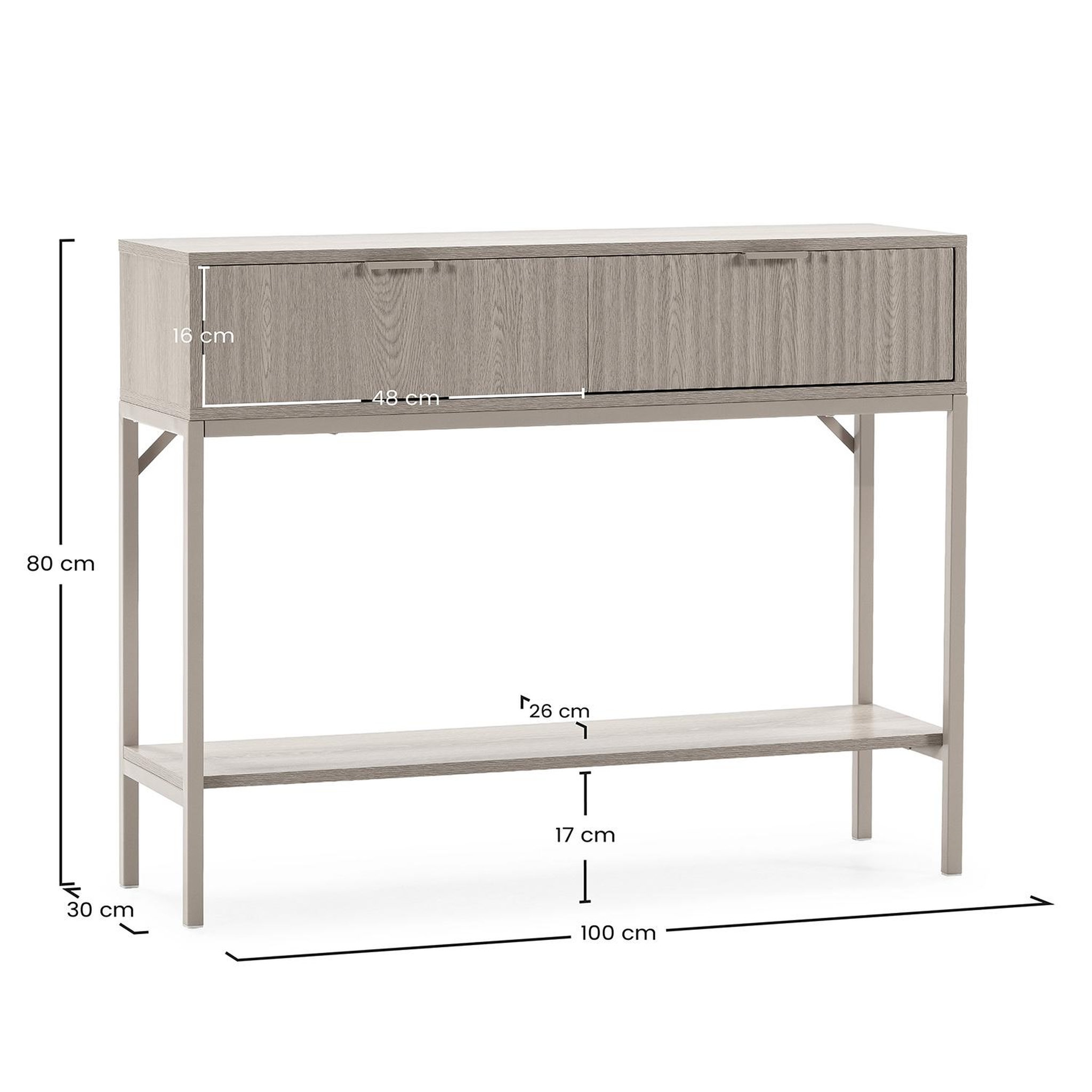 Voir la diapositive 6 : VS VENTA-STOCK Table console Lluvia 2 tiroirs effet Chêne