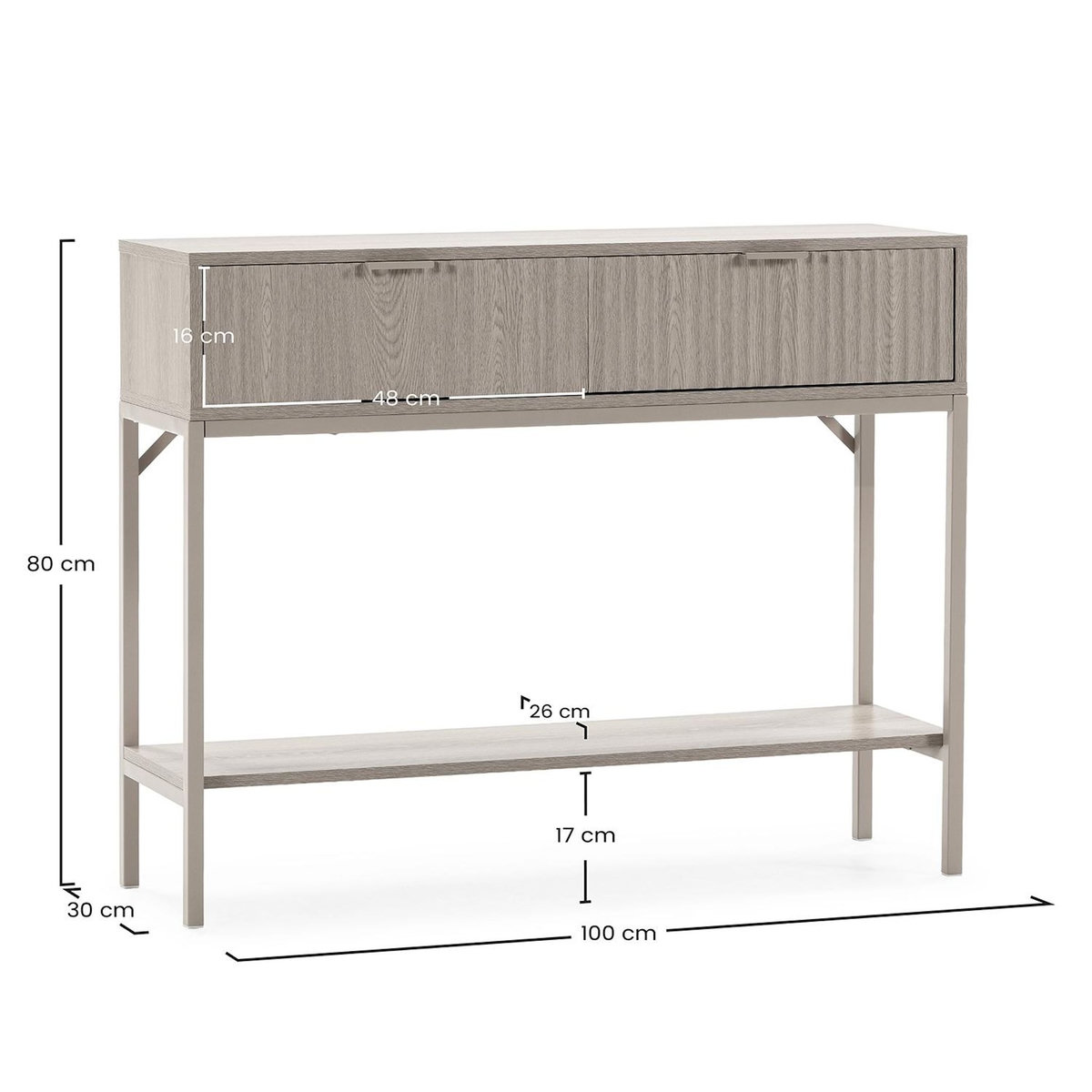 VS VENTA-STOCK Table console Lluvia 2 tiroirs effet Chêne