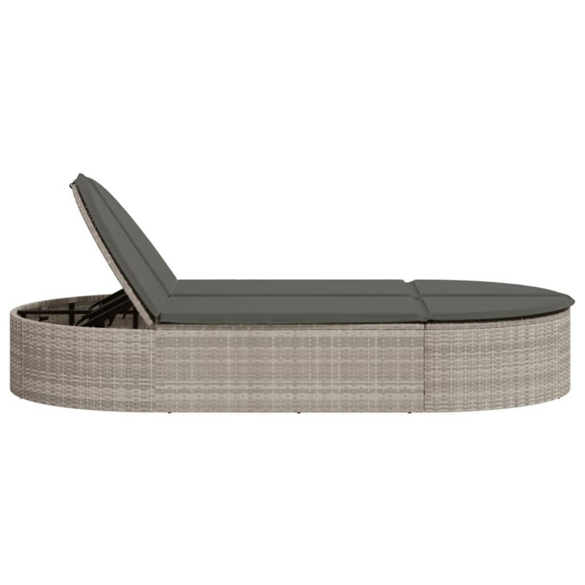 VIDAXL Chaise longue double avec coussins gris clair resine tressee