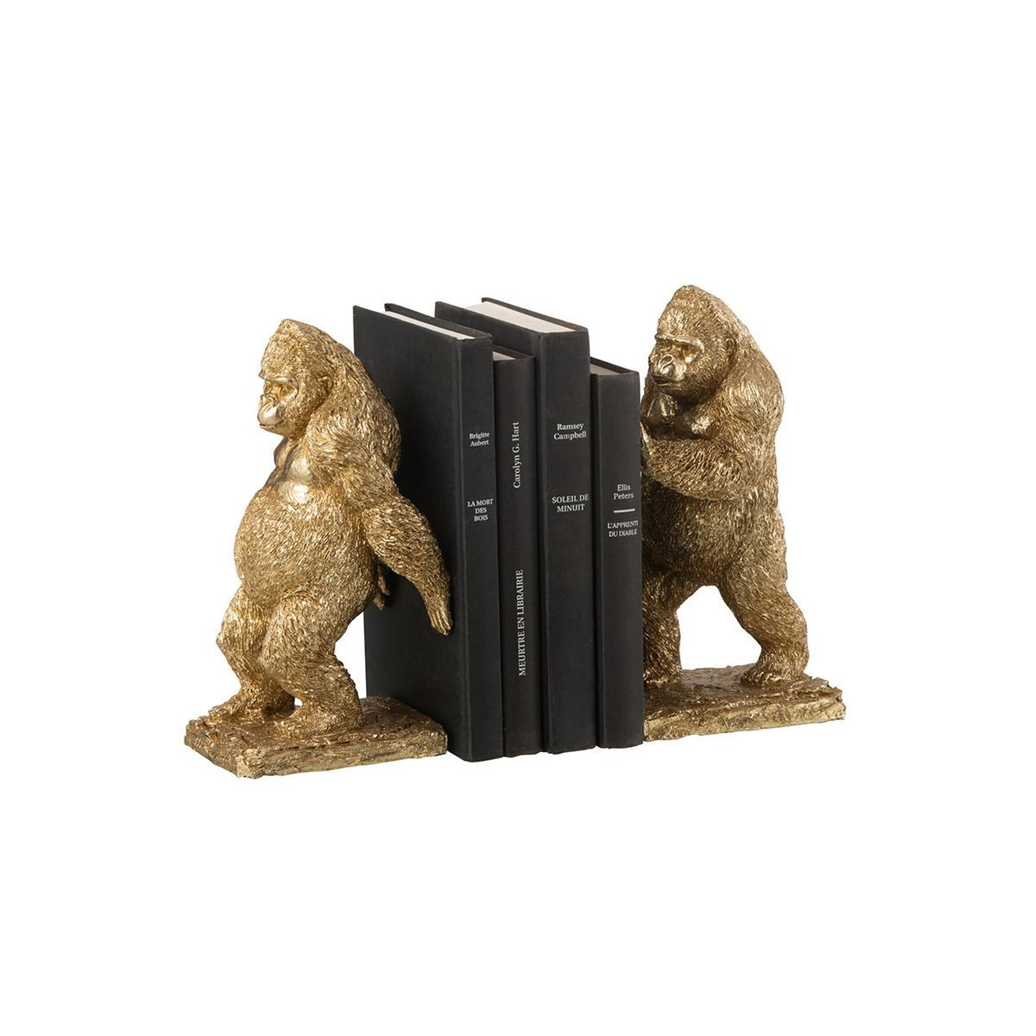 Voir la diapositive 3 : J-LINE Lot de 2 serre-livres  gorilles  24cm or