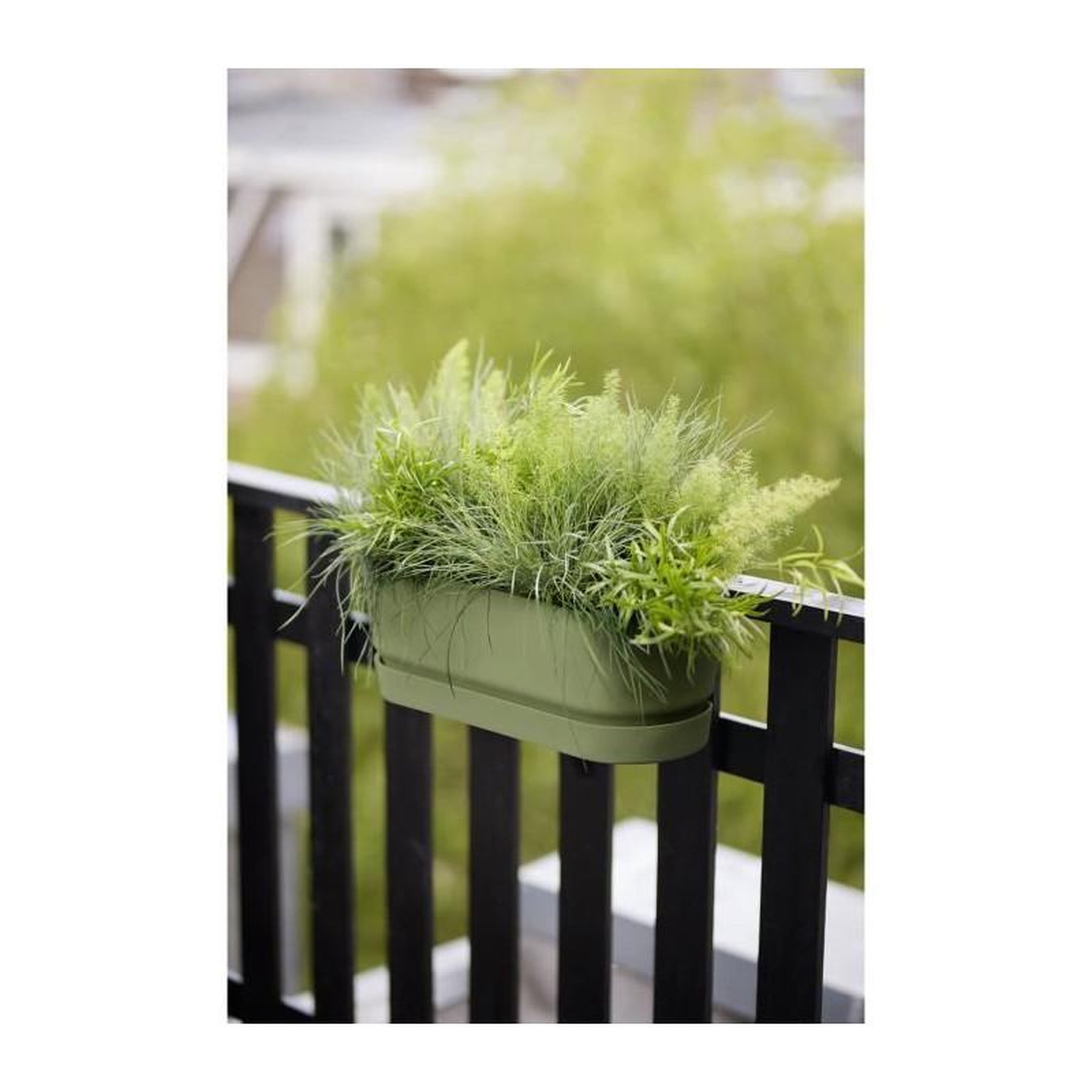 Voir la diapositive 2 : ELHO ELHO - Pot de fleurs  -  Greenville Easy Balcony 52 - Leaf Green - Balcon - L 21.2 x W 52 x H 19.4 cm