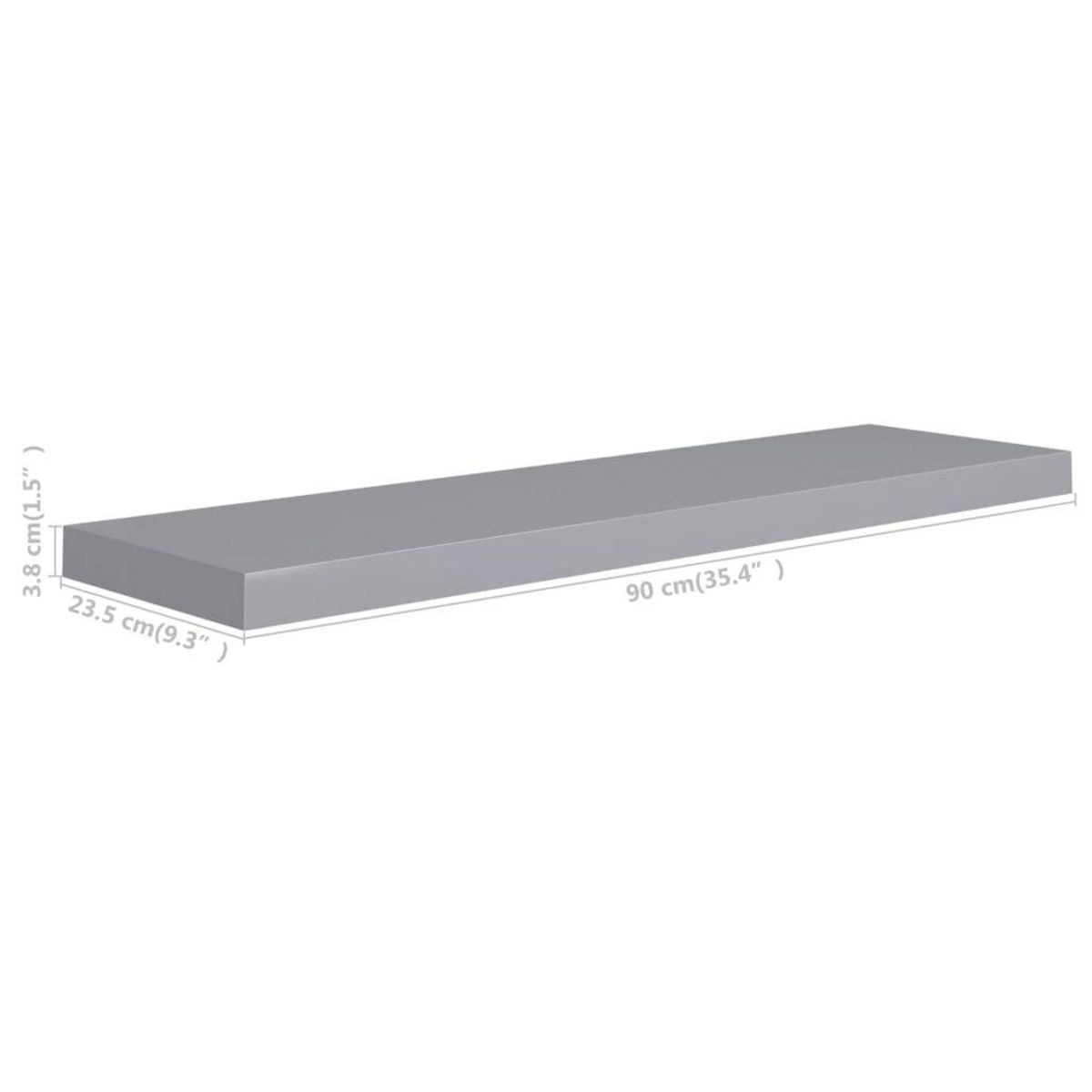 VIDAXL Etageres murales flottantes 4 pcs gris 90x23,5x3,8 cm MDF