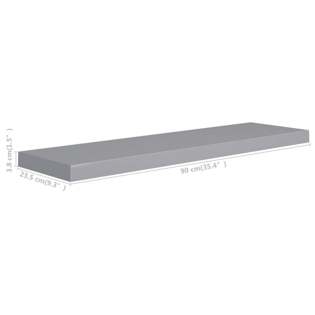 VIDAXL Etageres murales flottantes 4 pcs gris 90x23,5x3,8 cm MDF