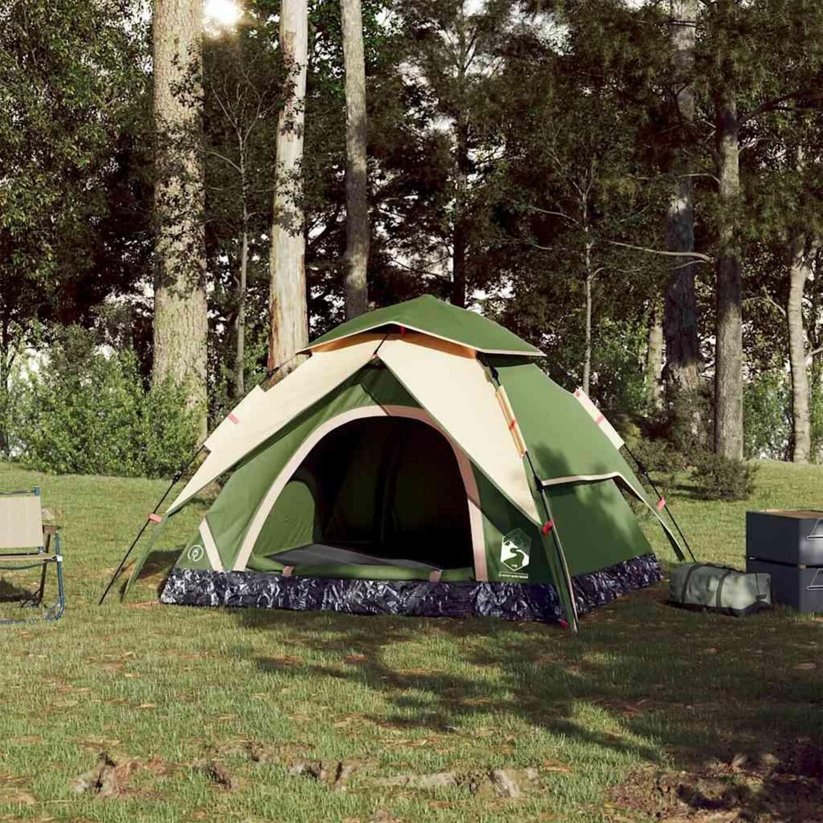 VIDAXL Tente de camping a dome 4 personnes vert liberation rapide