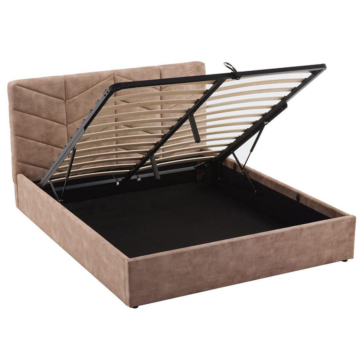 BEST MOBILIER Peonis - lit coffre - 160x200 cm - en velours - sommier inclus