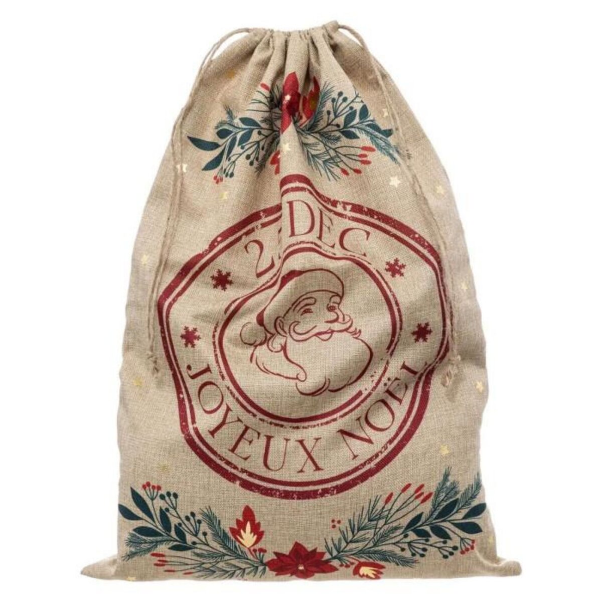 ATMOSPHERA Hotte de Noël Imprimée  Soir 70cm Beige & Rouge