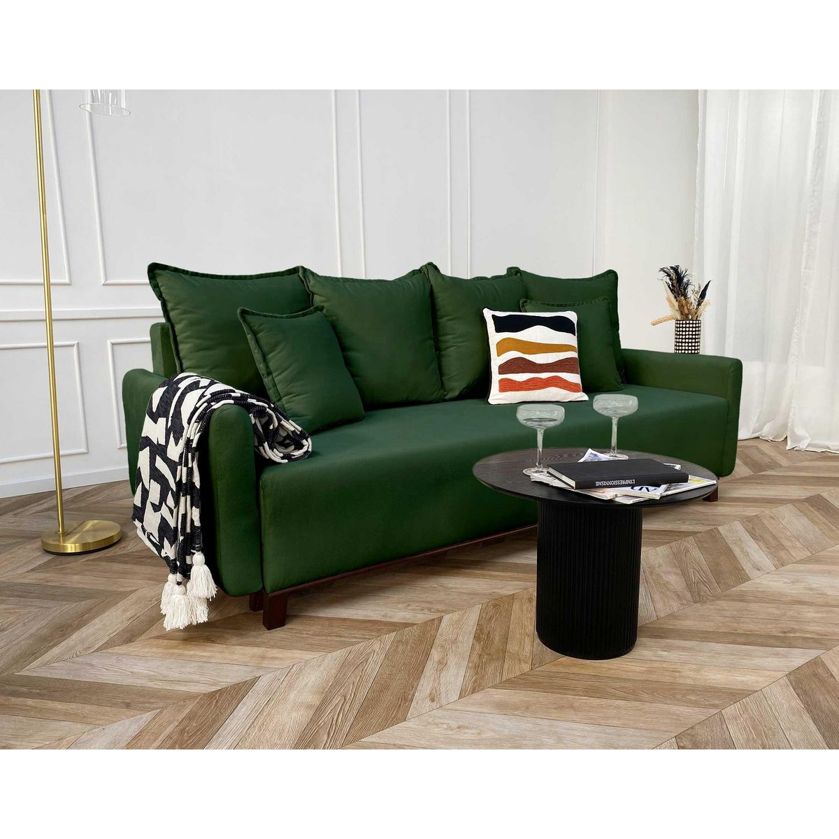 LISA DESIGN Apia - canapé 3 places - convertible avec coffre - en velours