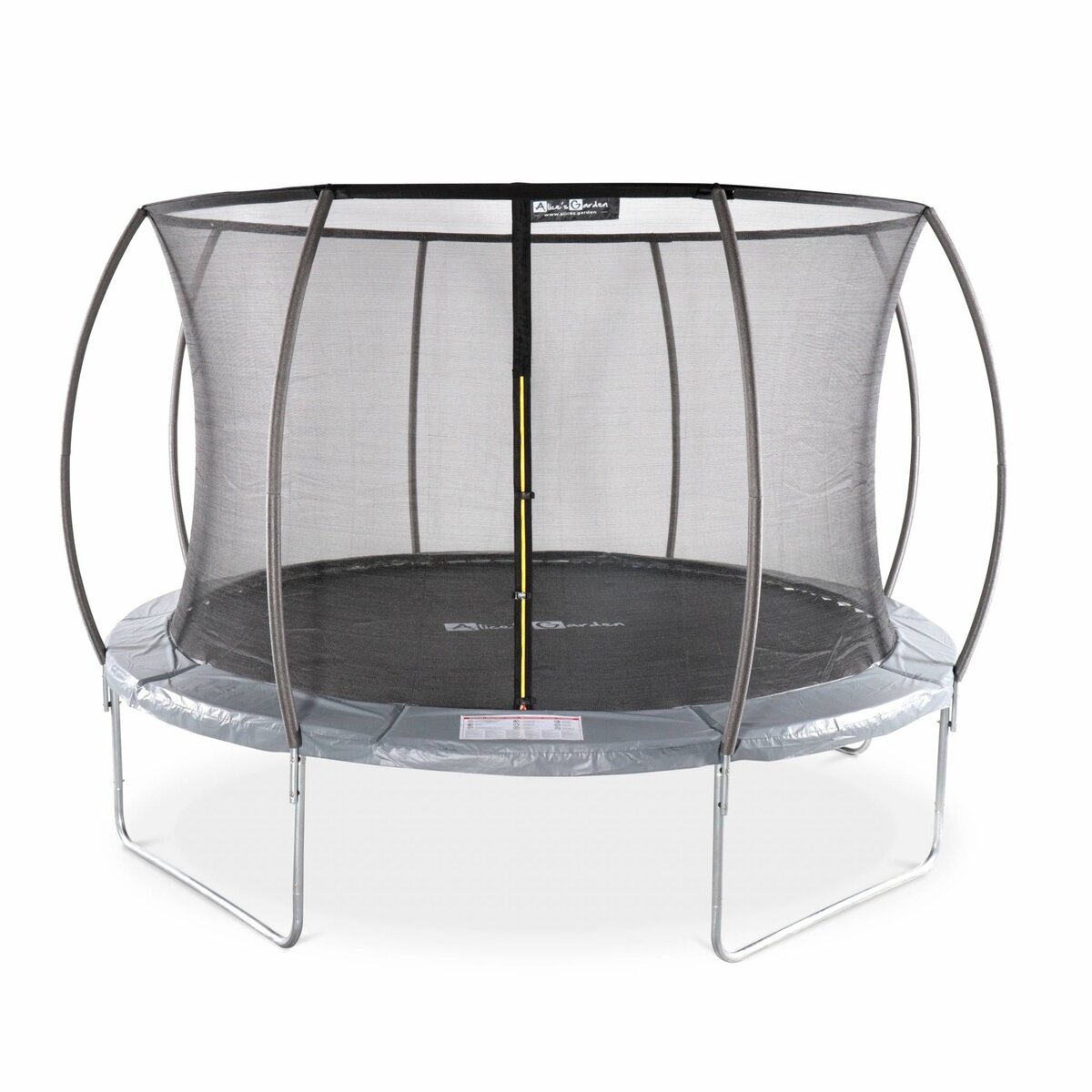 SWEEEK Trampoline rond Ø 370cm gris avec filet de protection intérieur - Saturne Inner – Nouveau modèle - trampoline de jardin 3.7m 370 cm |Design| Qualité PRO. | Normes EU.