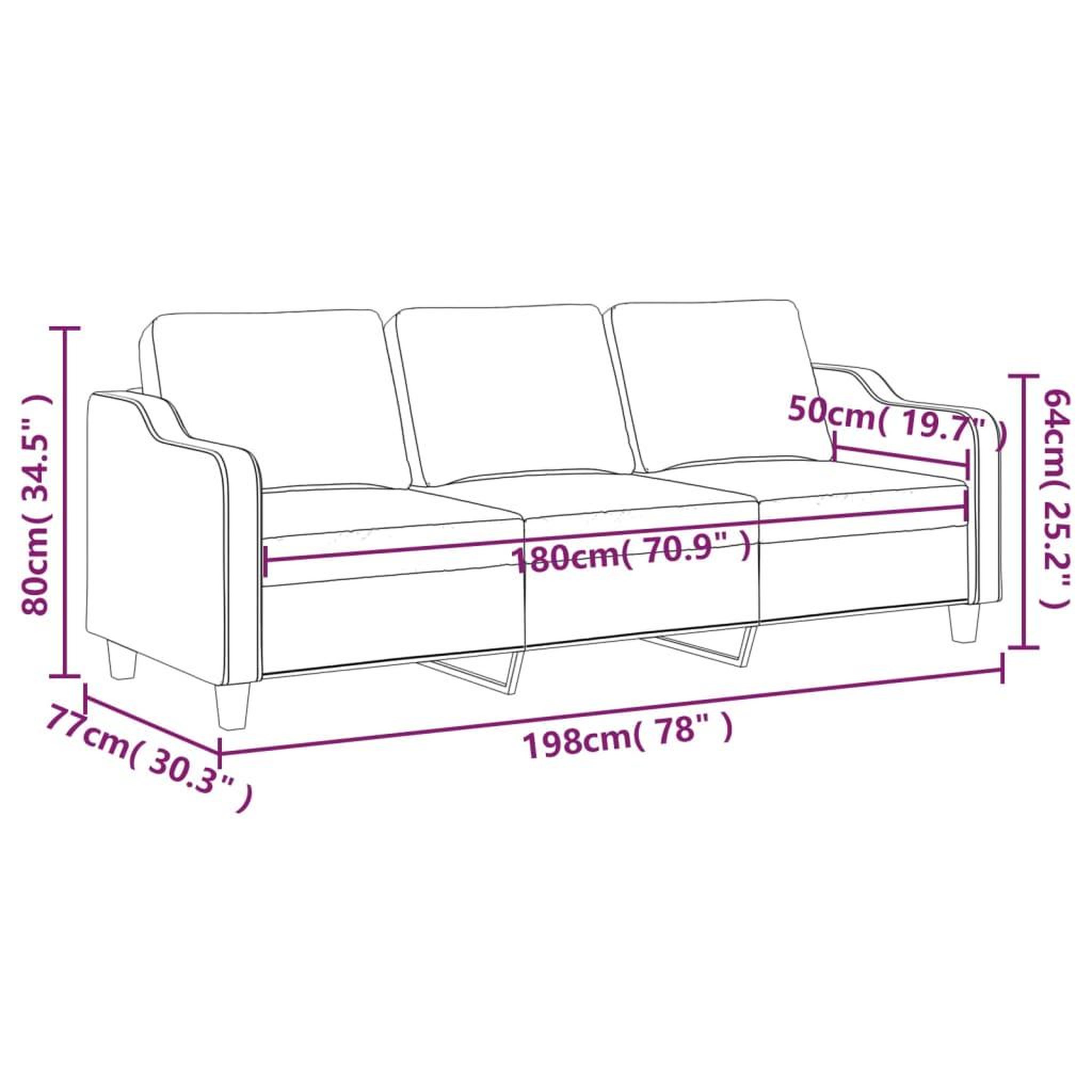 Voir la diapositive 6 : VIDAXL Canape a 3 places Gris clair 180 cm Tissu