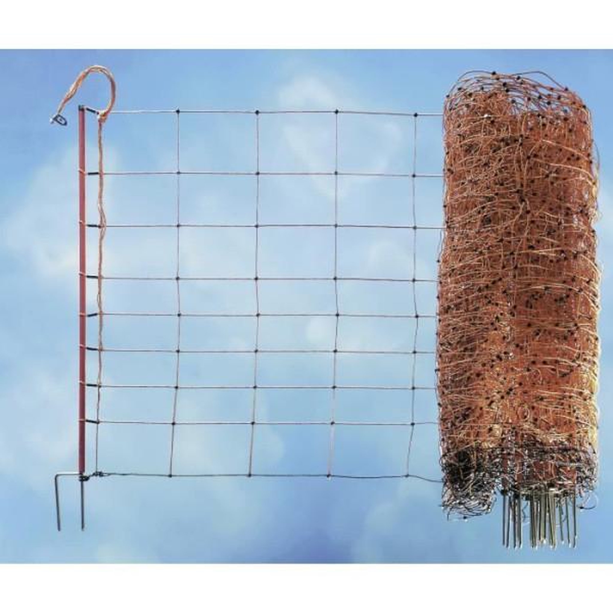 Voir la diapositive 2 : KERBL KERBL - Filet pour moutons OviNet électrifiable - Longueur 50 m - Hauteur 90 cm - 14 piquets